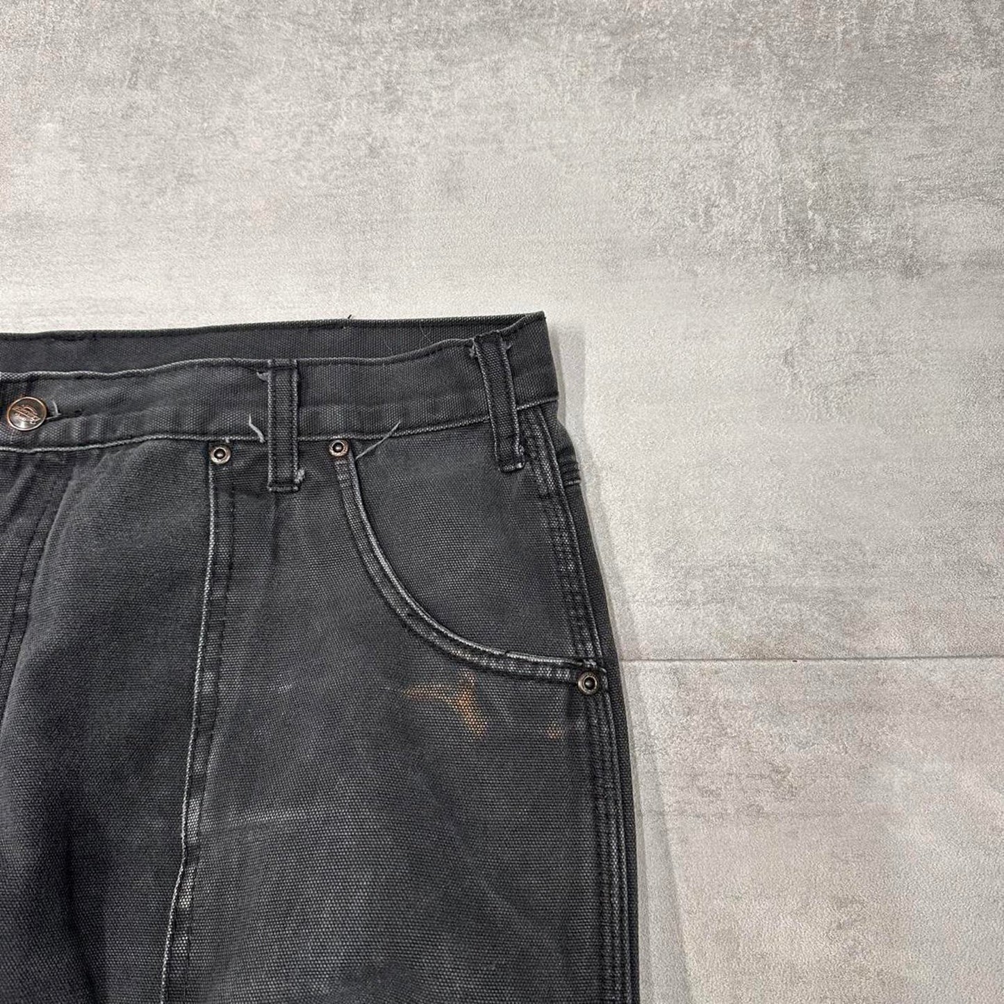 Black baggy Dickies carpenter jeans W38L29 double knee wide leg thick canvas 90s style cargos
