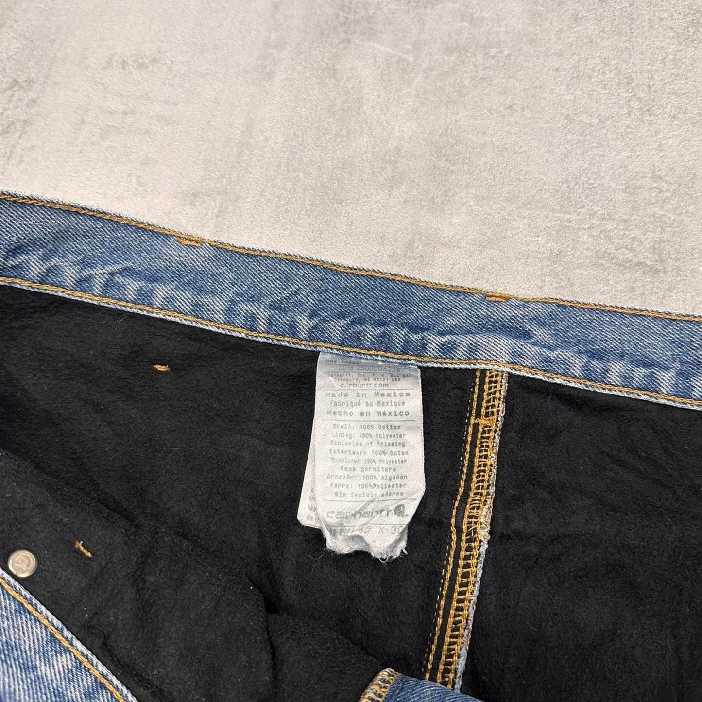 Carhartt jeans W40 L30 blue fleece lined 90s style skater work jeans