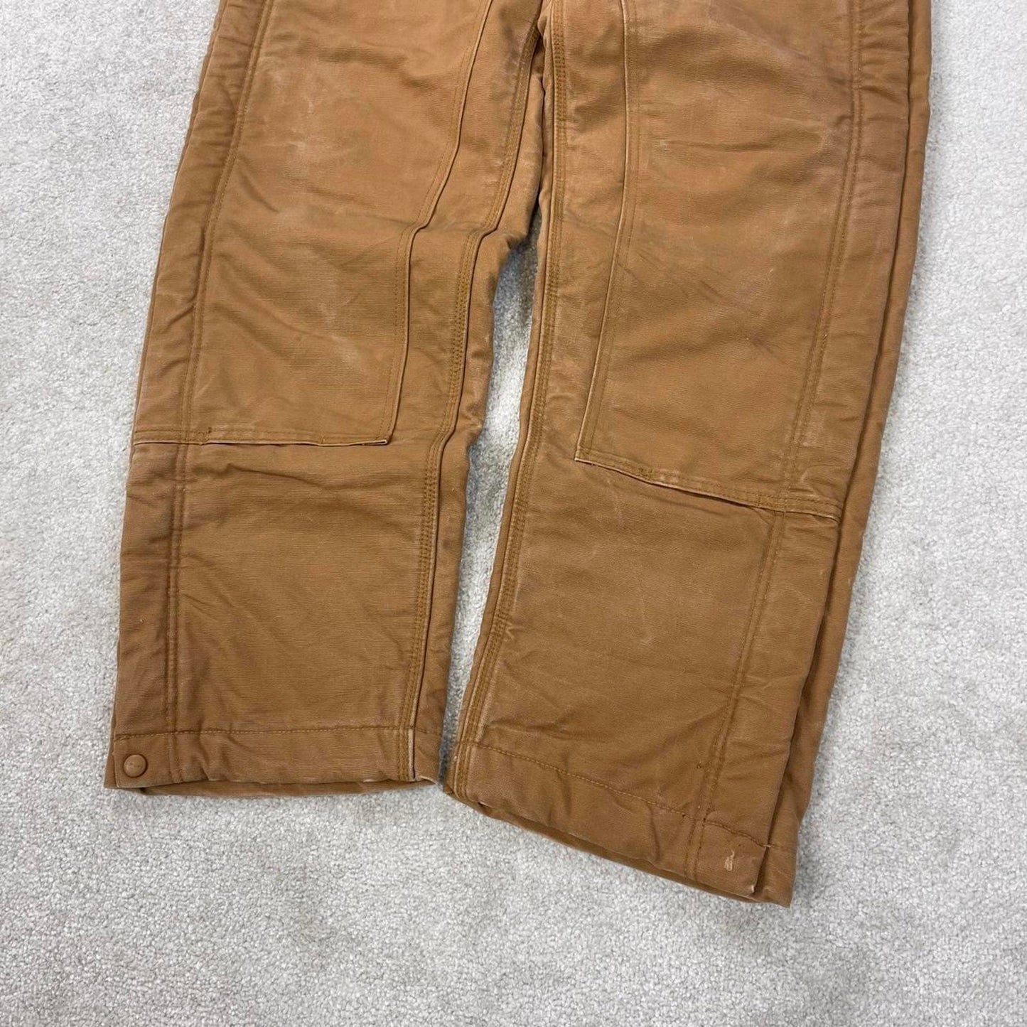 Tan Carhartt FR dungarees W42L36 padded canvas overalls 90s style fire resistant utility workwear