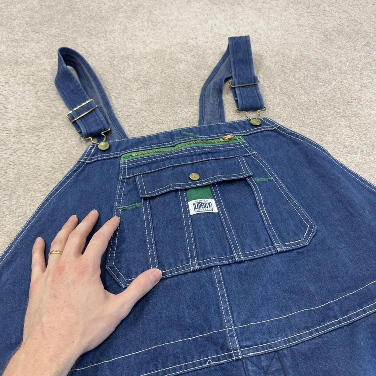 Baggy denim Dungarees vintage overalls blue Liberty workwear bib & brace utility