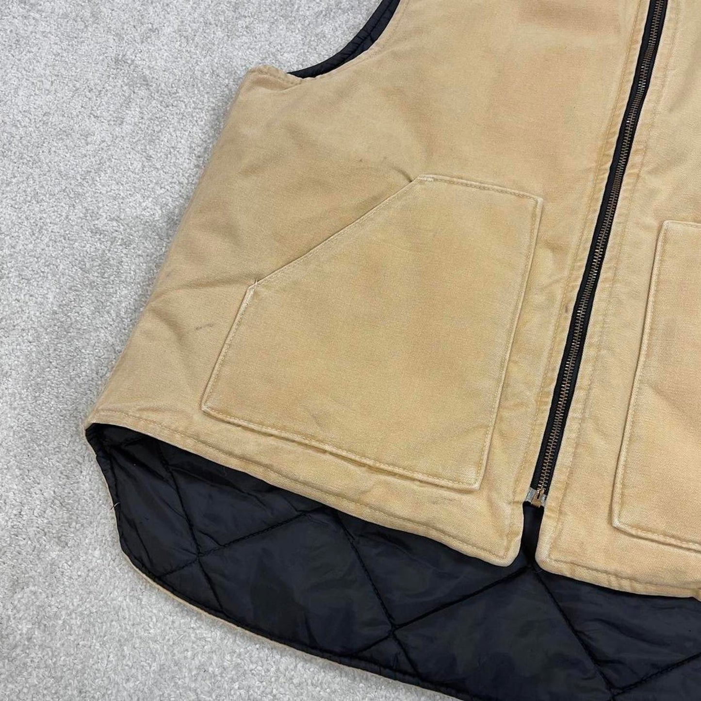 Vintage cream Carhartt gilet X-Large canvas technical vest 90s skater style workwear