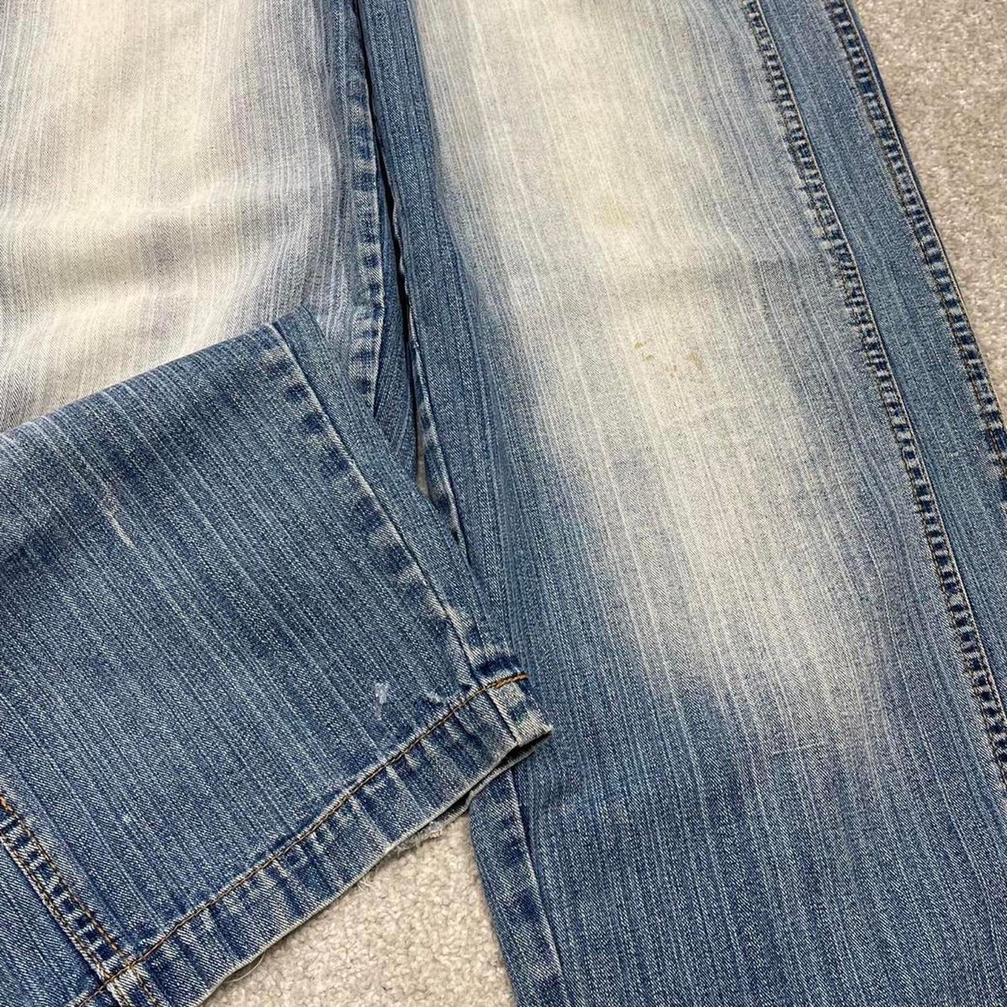 Y2K baggy embroidered jeans wide leg blue Knobetta loose fit denim skater style pants