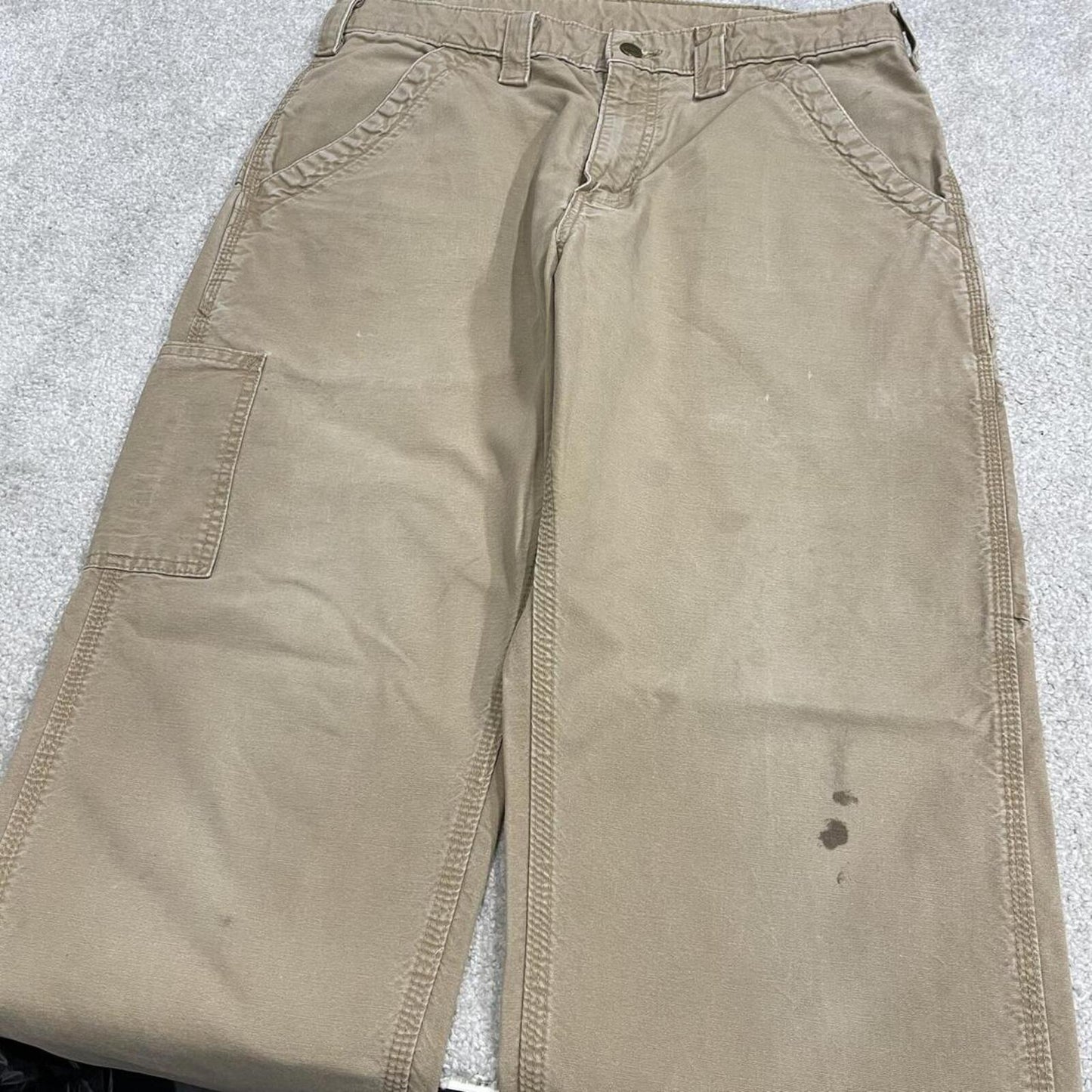 Carhartt baggy carpenter pants wide leg sand brown Canvas skater cargo work pants