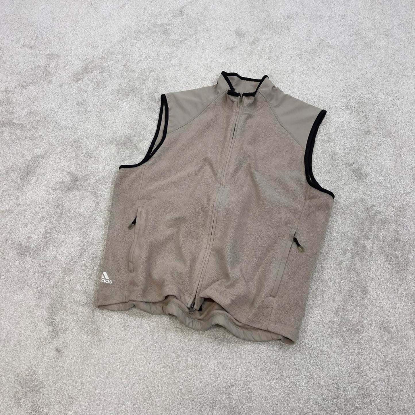 Beige Adidas technical fleece gilet Medium men's full zip up autumn fall fashion