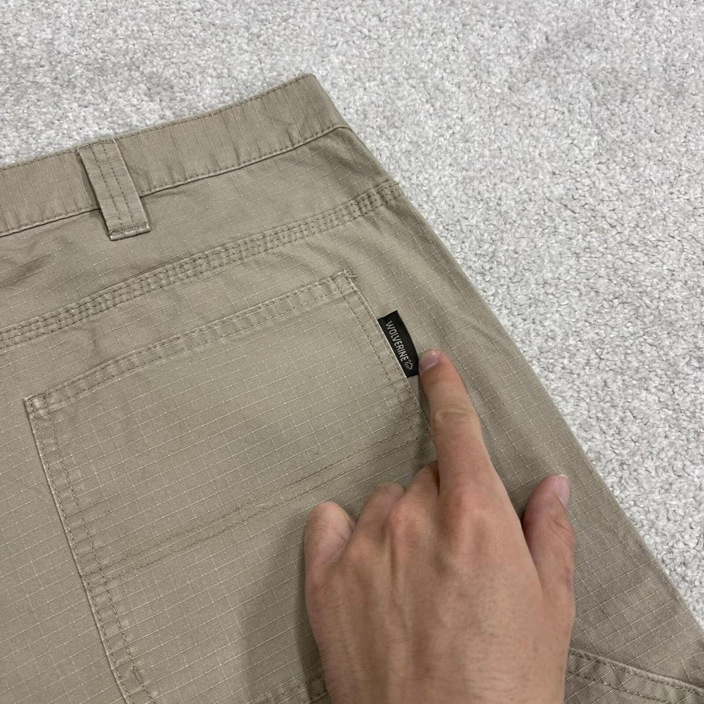 Baggy canvas cargo shorts carpenter khaki Wolverine skater style work shorts summer
