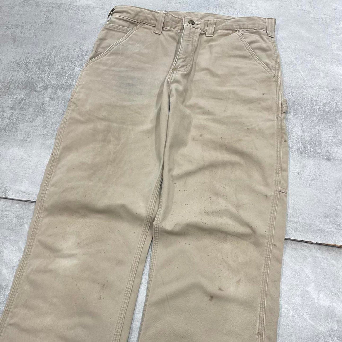 Mens Carhartt carpenter trousers W34 L34 beige skater cargos