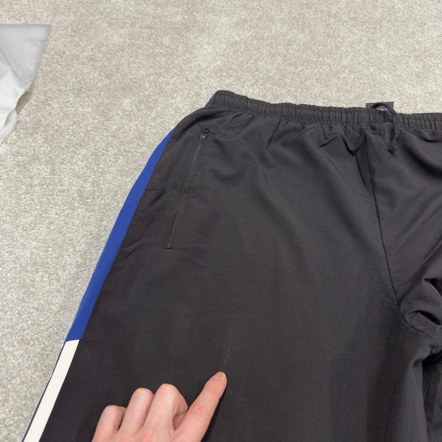 Vintage Y2K baggy Adidas tracksuit bottoms black Embroidered logo lined stripe track pants