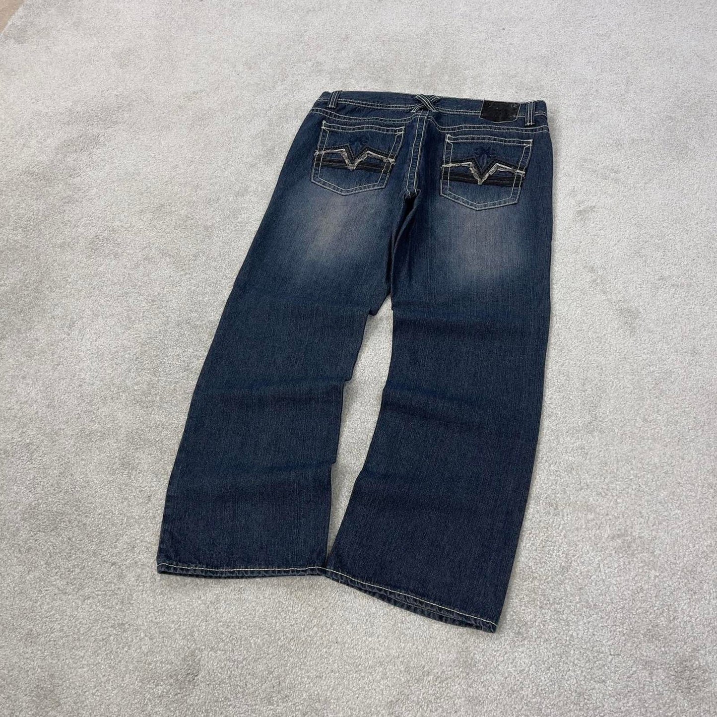 Blue Xtreme Couture jeans W36L30 blue loose y2k 00s style jeans embroidered stitch detail