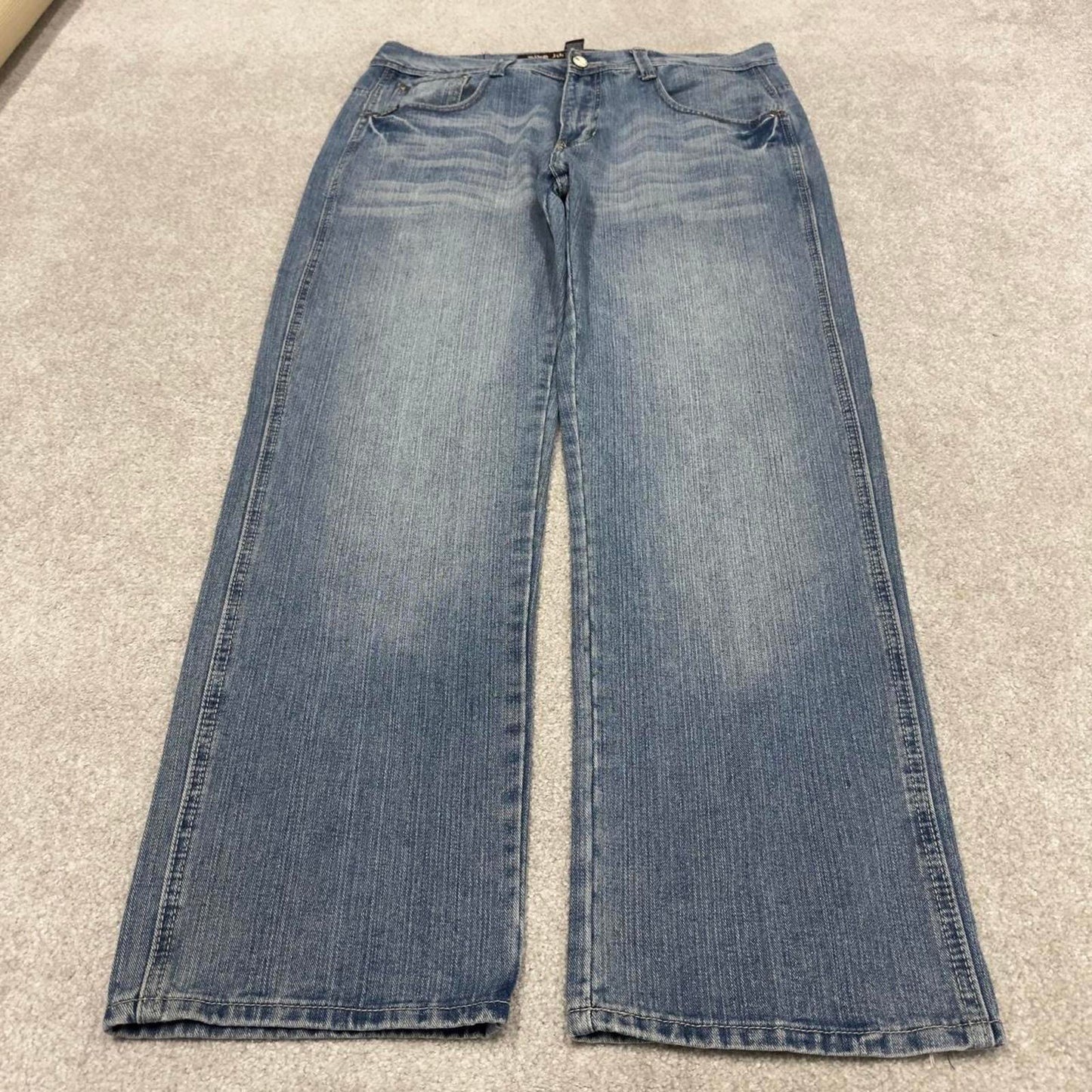 Y2K embroidered skater jeans 5ive Jungle W38L32 90s hip hop style jeans big stitch design