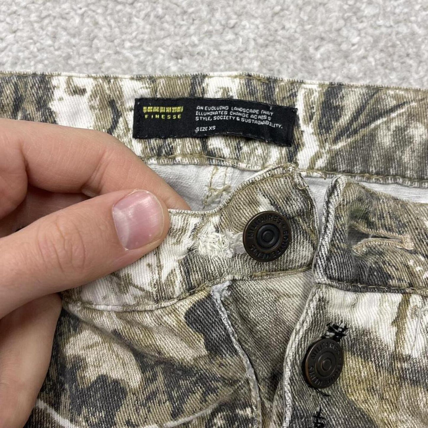 Y2k camo cargo pants brown Finesse floaty tree camouflage cargos