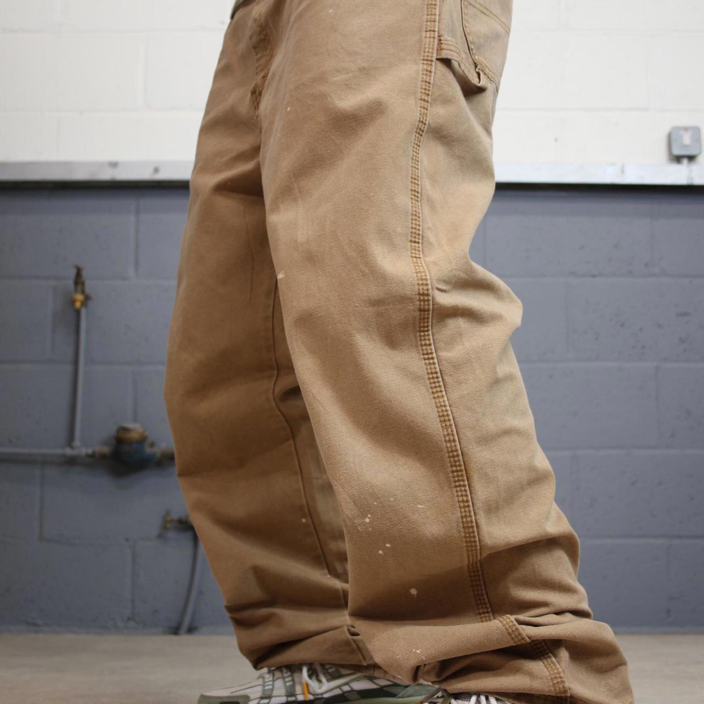 Baggy Dickies carpenter jeans W40L34 faded tan wide leg canvas cargos