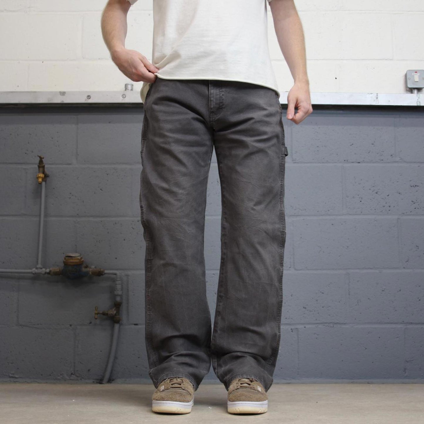 Loose Dickies carpenter jeans W34L34 90s skate style grey canvasy cargos