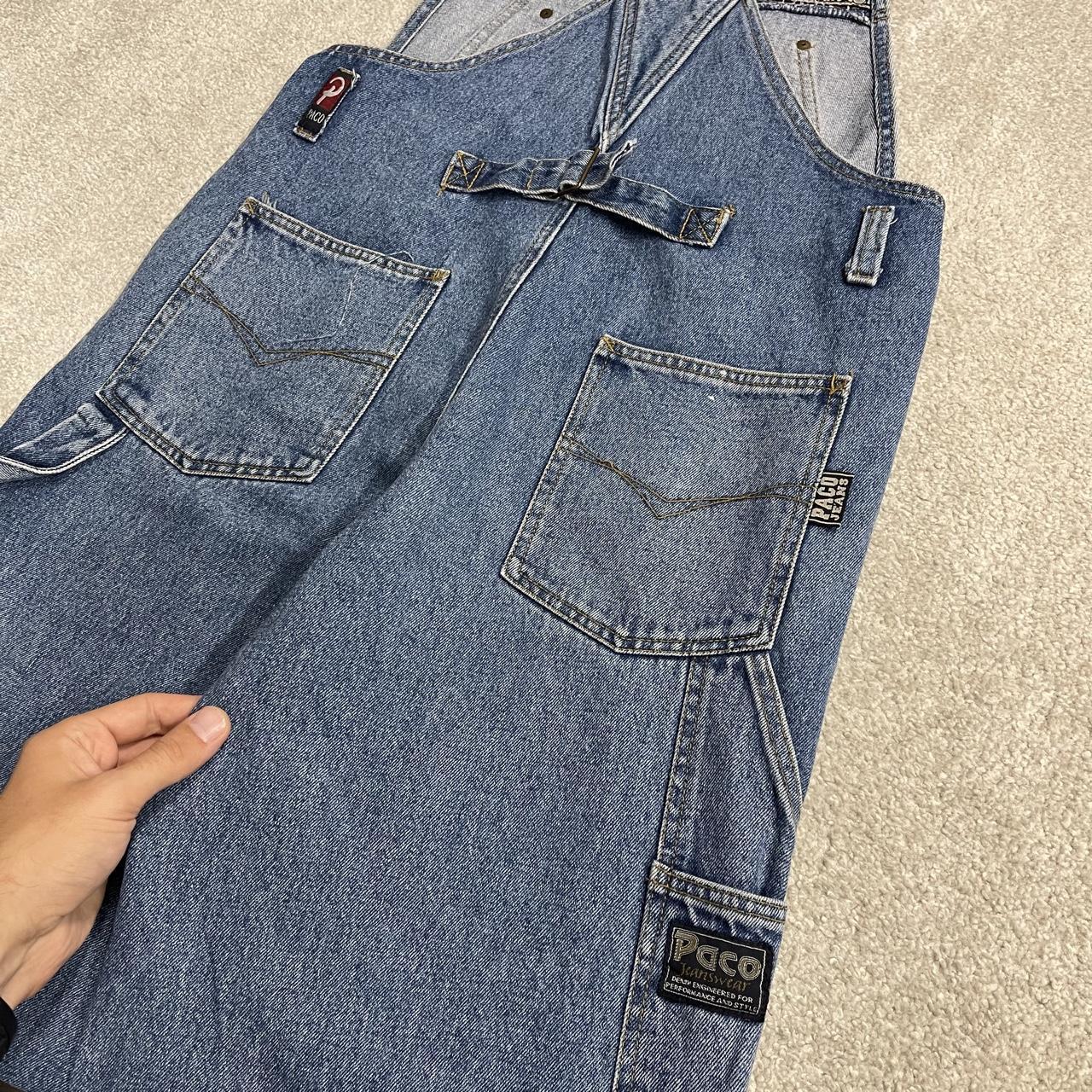 PACO baggy dungarees y2k blue denim overalls Vintage workwear bib & brace utility