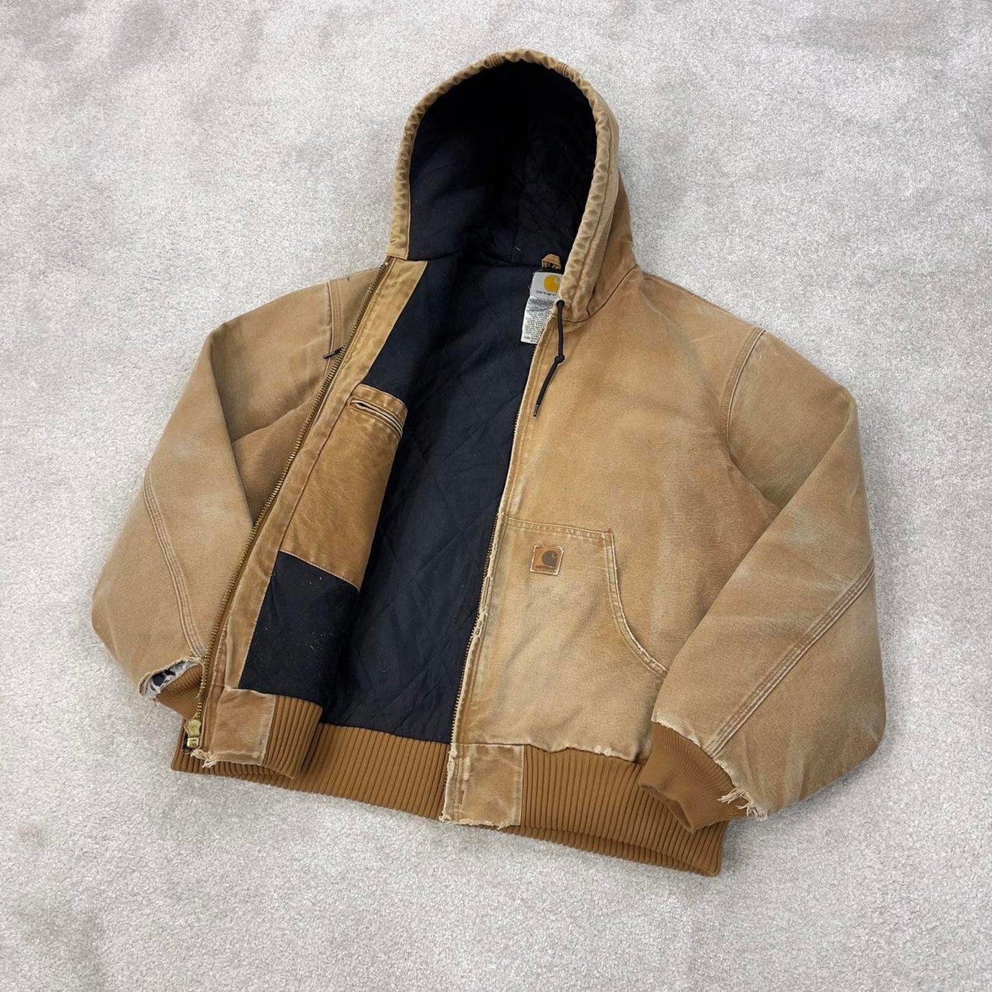 Vintage Carhartt hooded active jacket L canvas bomber