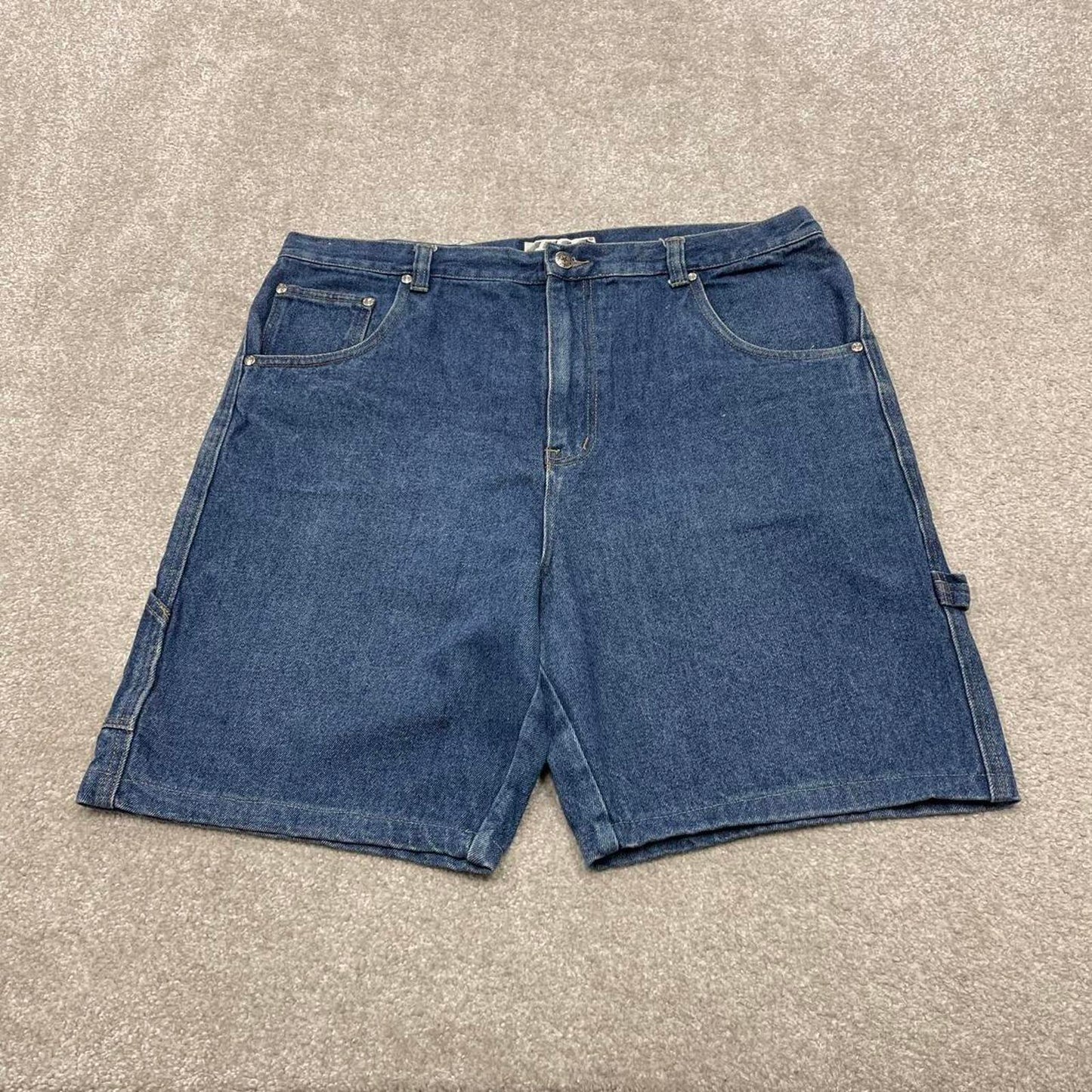 Y2k baggy carpenter jorts denim skater style blue FUSE wide leg summer festival jean shorts