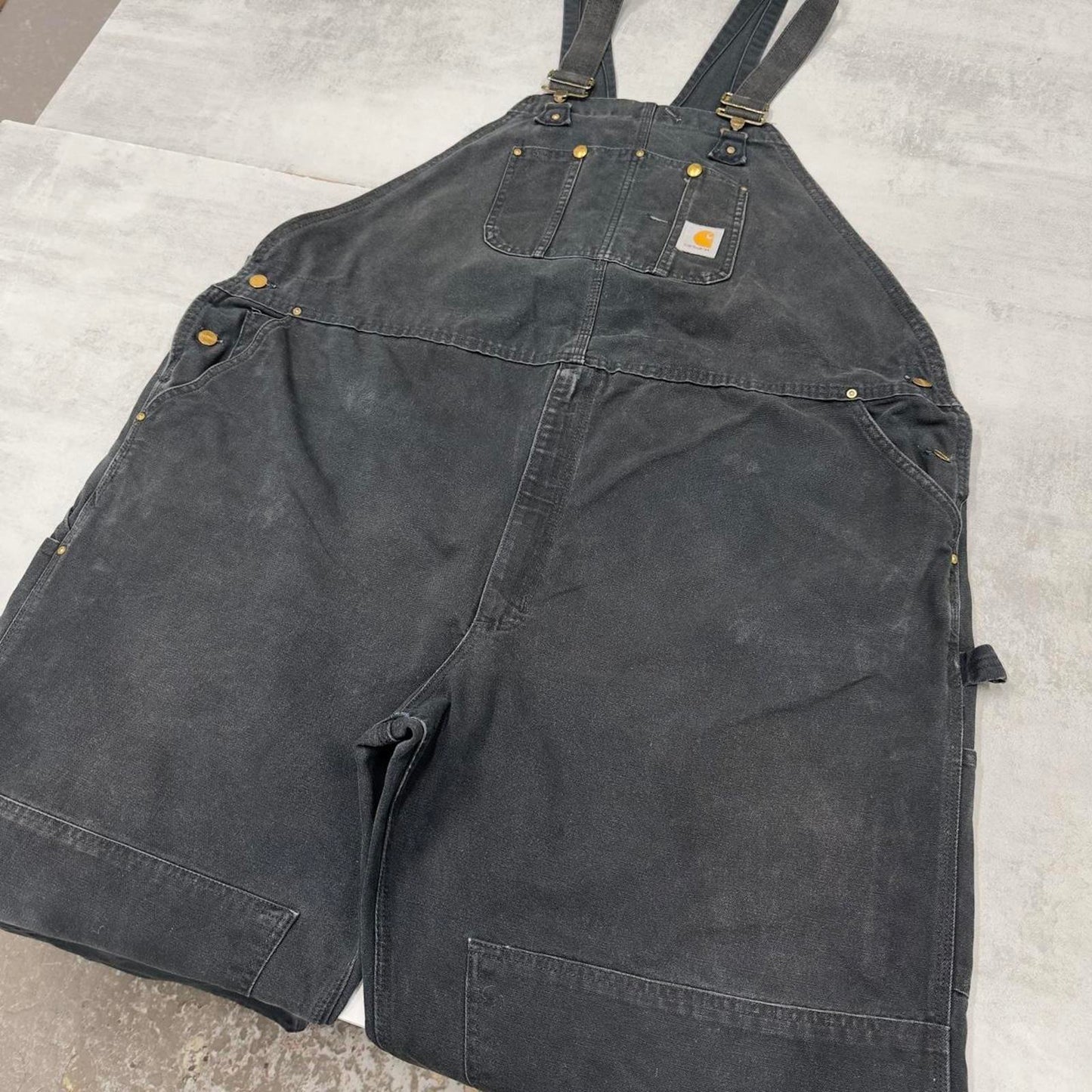 Black Carhartt dungarees W52L30 mens canvas overalls utility worker