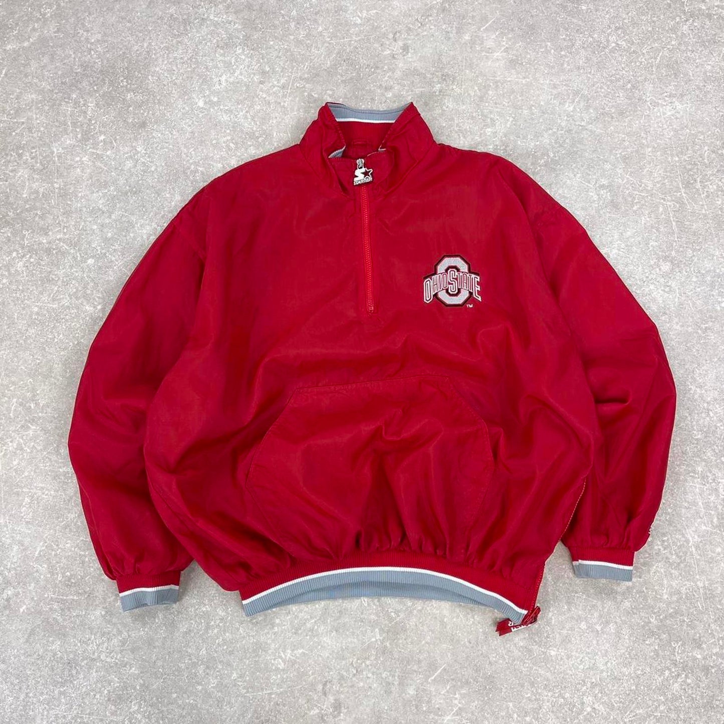 Ohio State Starter jacket XL red pullover half zip nfl windbreaker