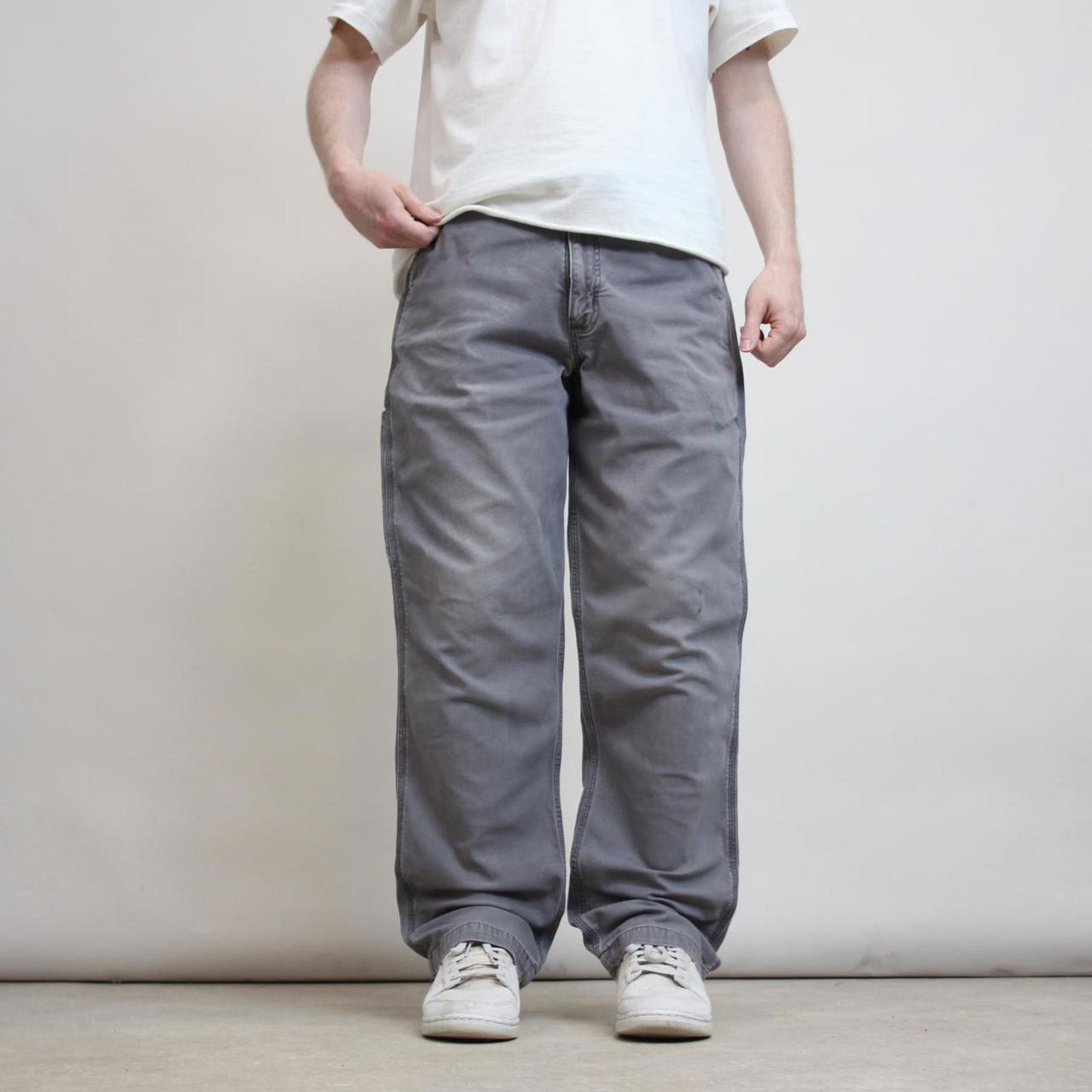 Mens Carhartt carpenter pants W36 L32 grey relaxed fit skater style cargos