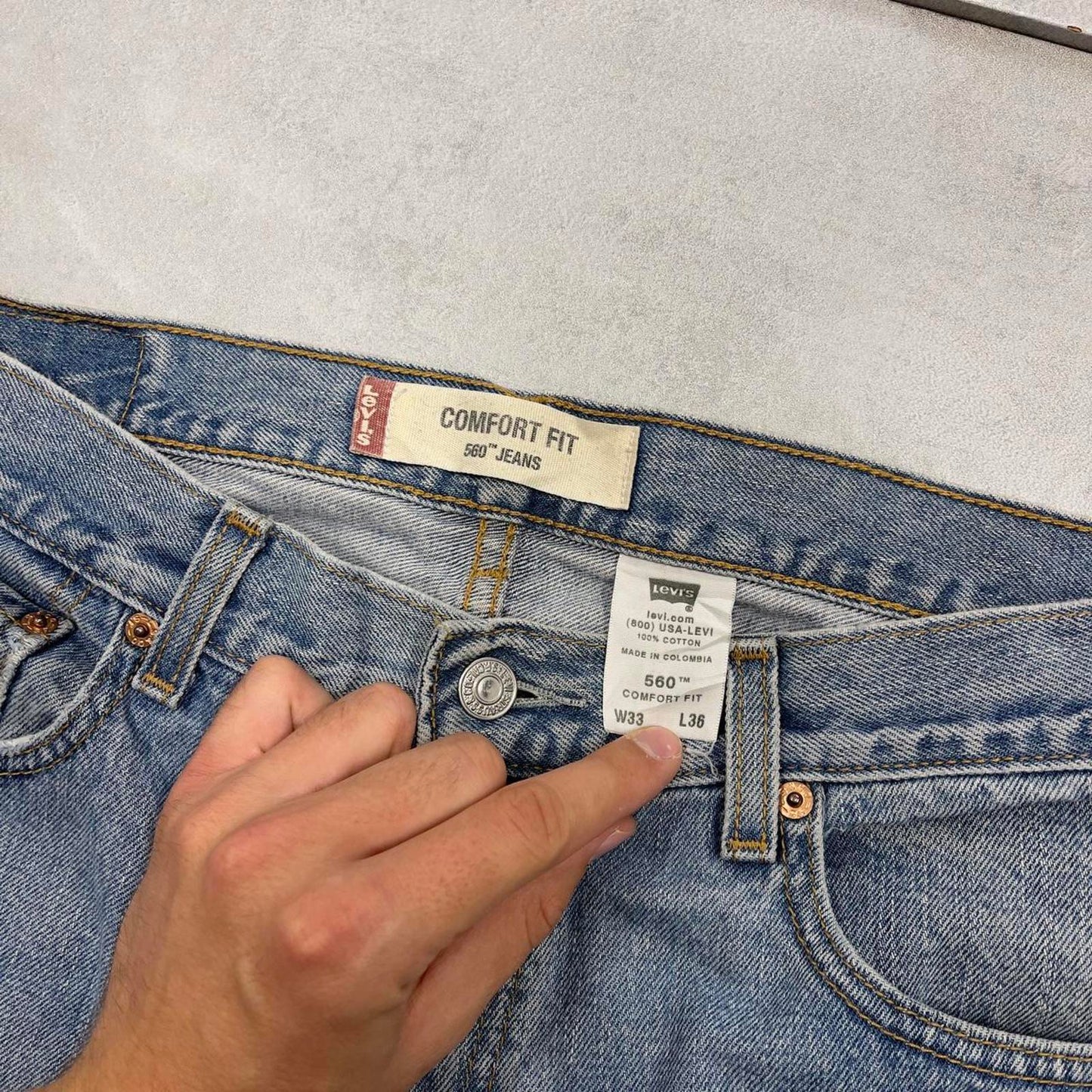 Baggy Levis 560 jeans W34L36 blue loose 90s style skater jeans red tab logo