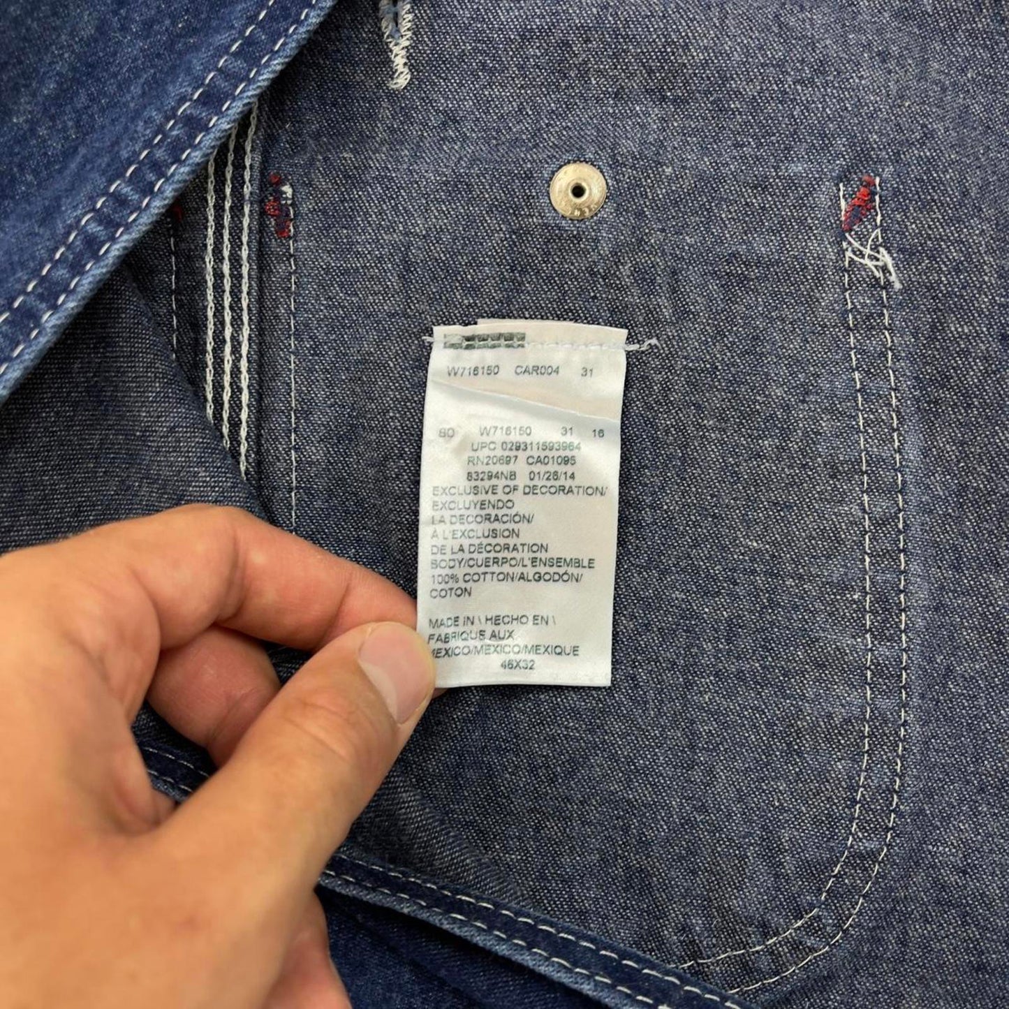 Vintage Dickies dungarees W46L32 USA blue baggy mens denim overalls