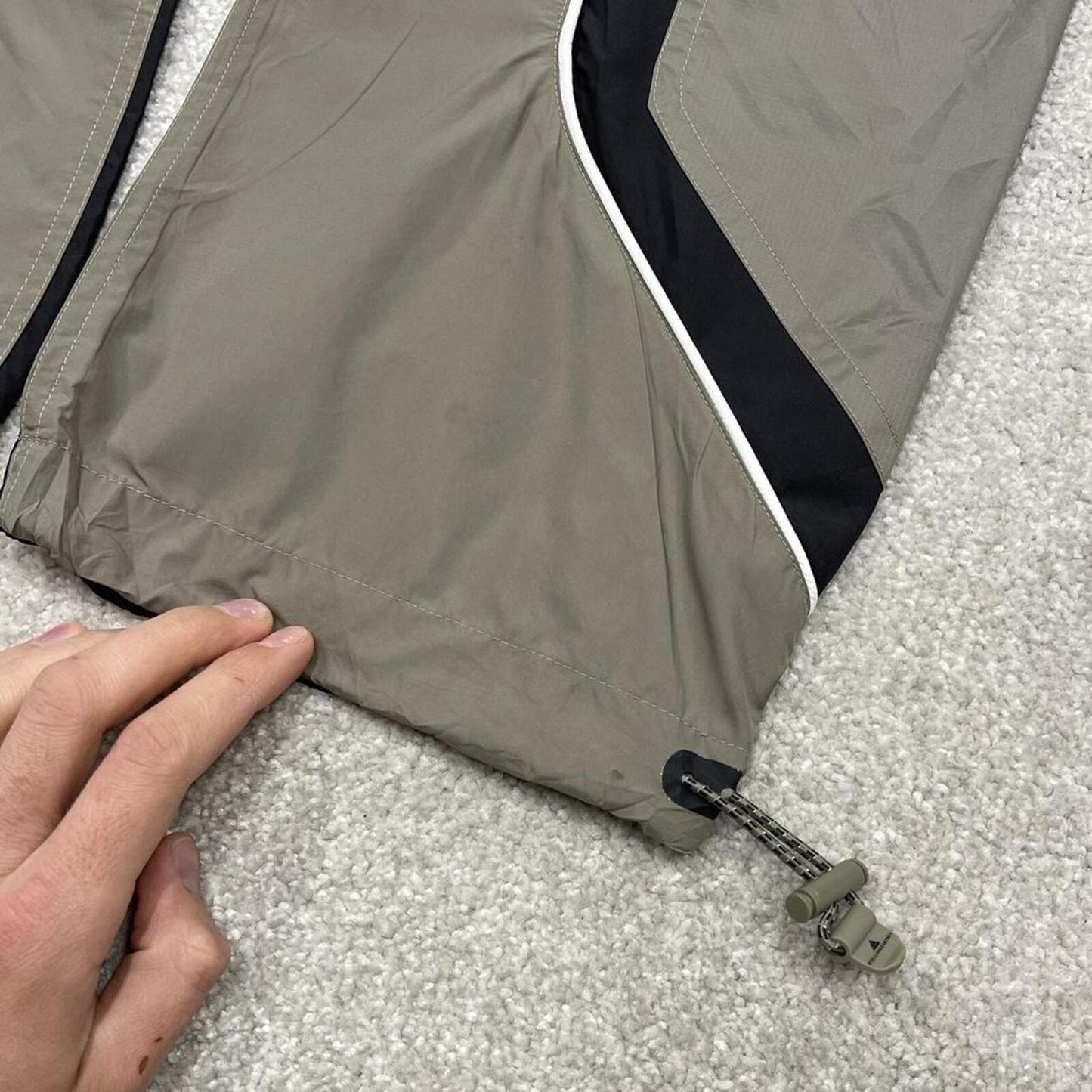 Adidas Stella McCartney tracksuit bottoms grey khaki Loose paneled unlined track pants adjustable