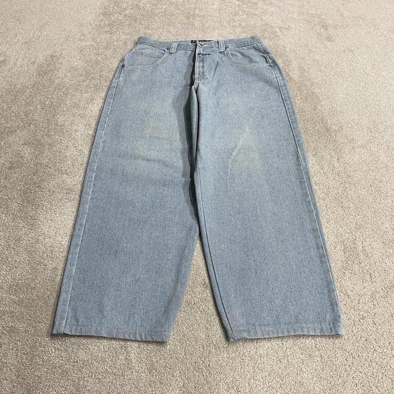 Vintage BOSS baggy jeans y2k W32L28 washed blue denim wide leg skater JNCO style deep pockets