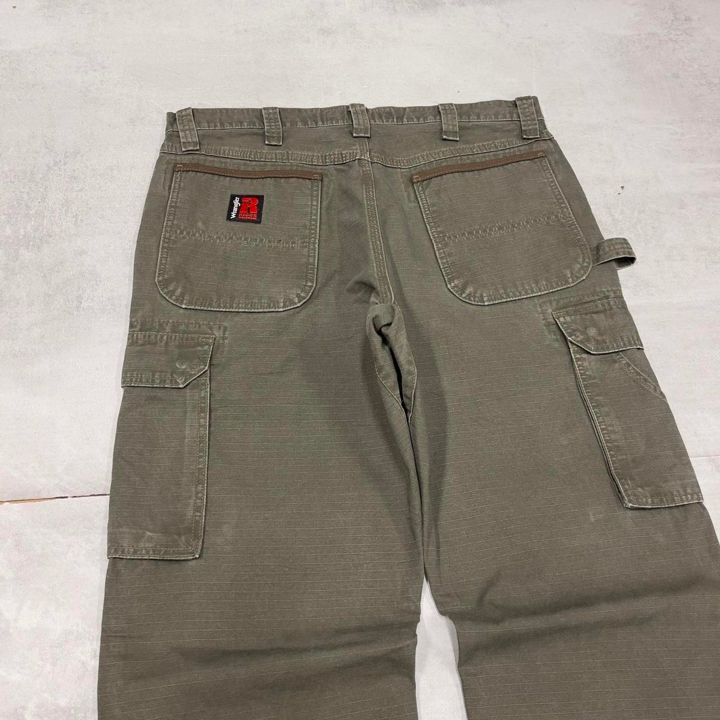 Green Wrangler double knee carpenter jeans W36L30 loose canvas 90s skater style cargos