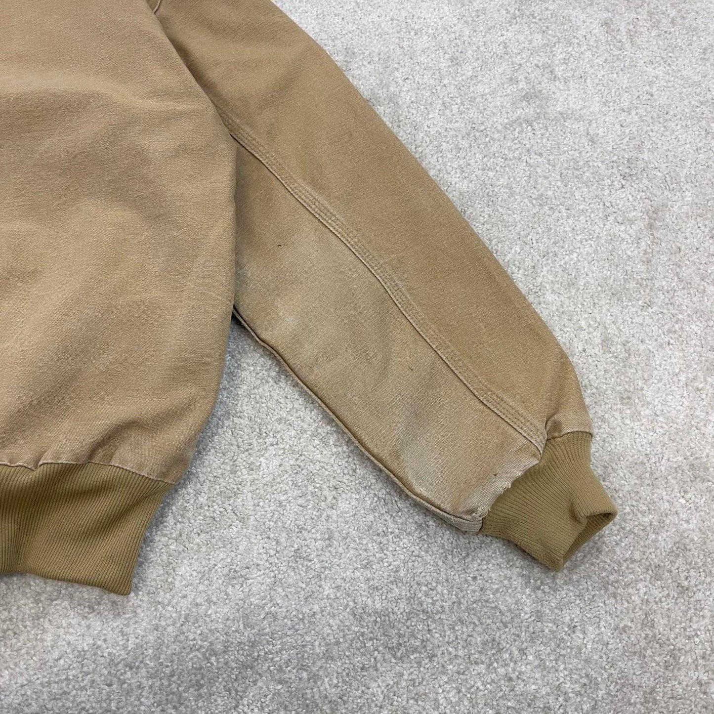 Vintage sand brown Carhartt hooded active jacket Medium technical canvas 90s style skater bomber