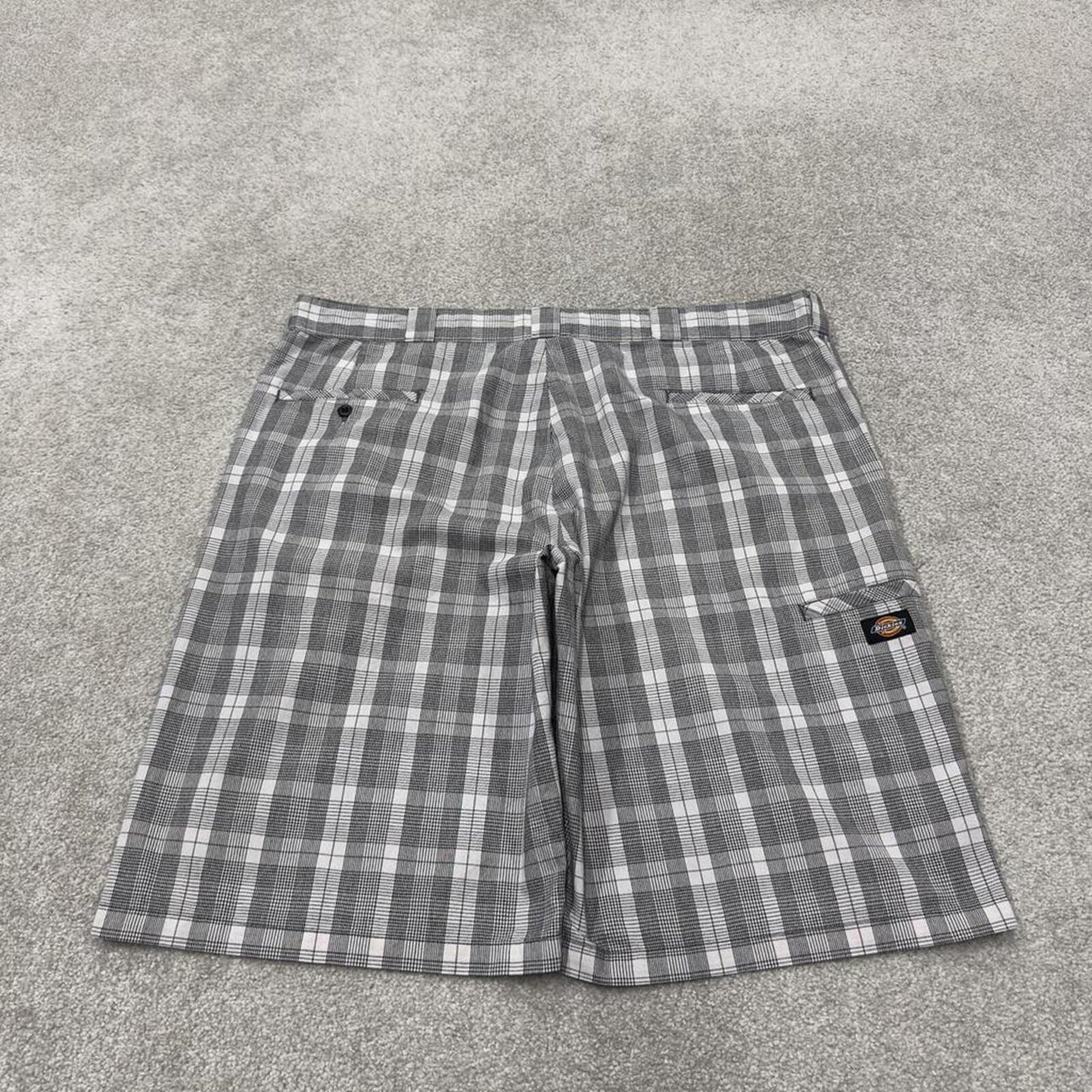 Dickies baggy checkered shorts carpenter grey white Chino check surf shorts long wide leg festival