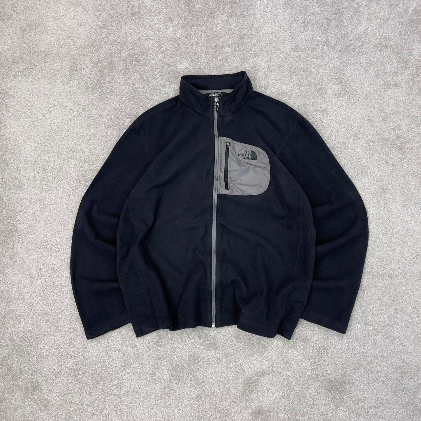 Black North Face technical fleece XL full zip up y2k 00s style autumn wear