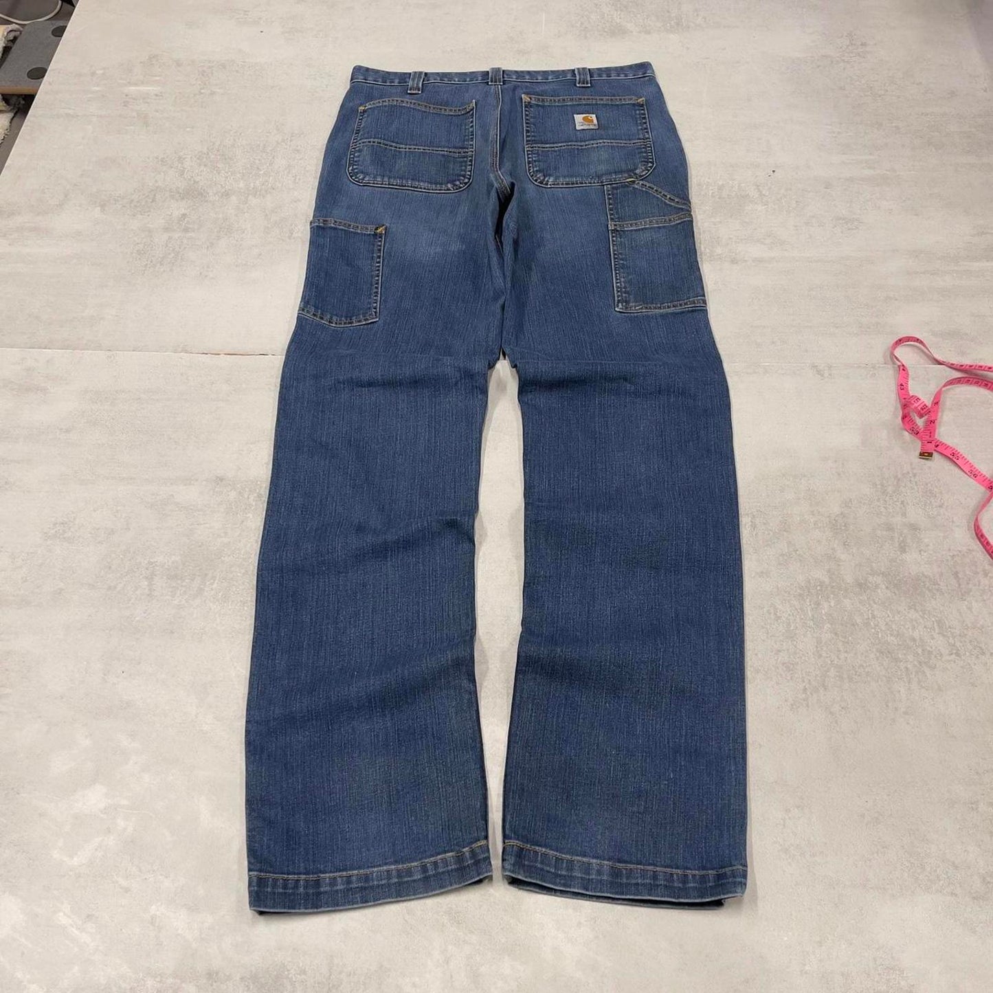 Mens Carhartt carpenter jeans W34L36 blue denim relaxed 90s style cargos