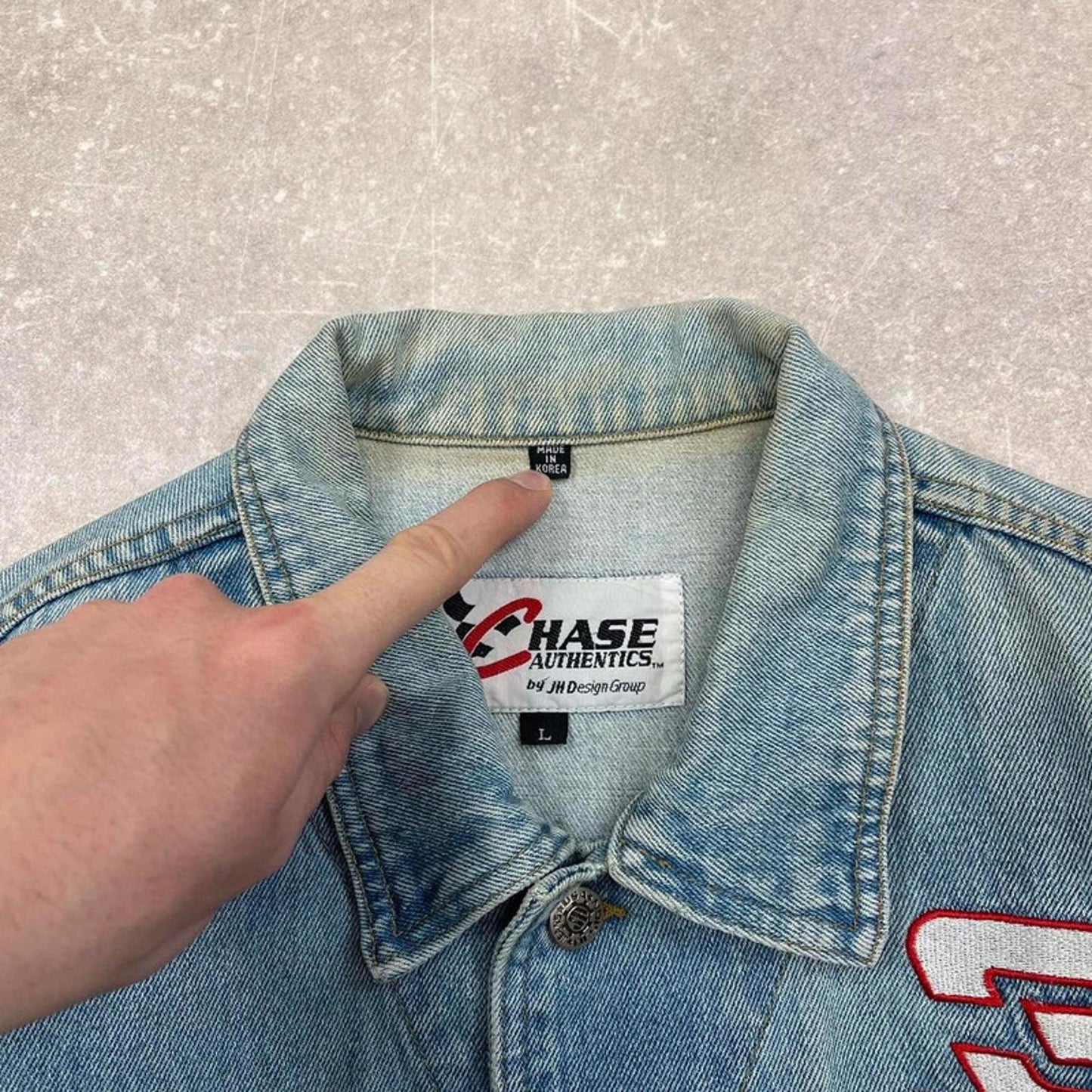 Chase Authentics Denim jacket Large NASCAR Dale Earnhardt GOODWRENCH racing jacket