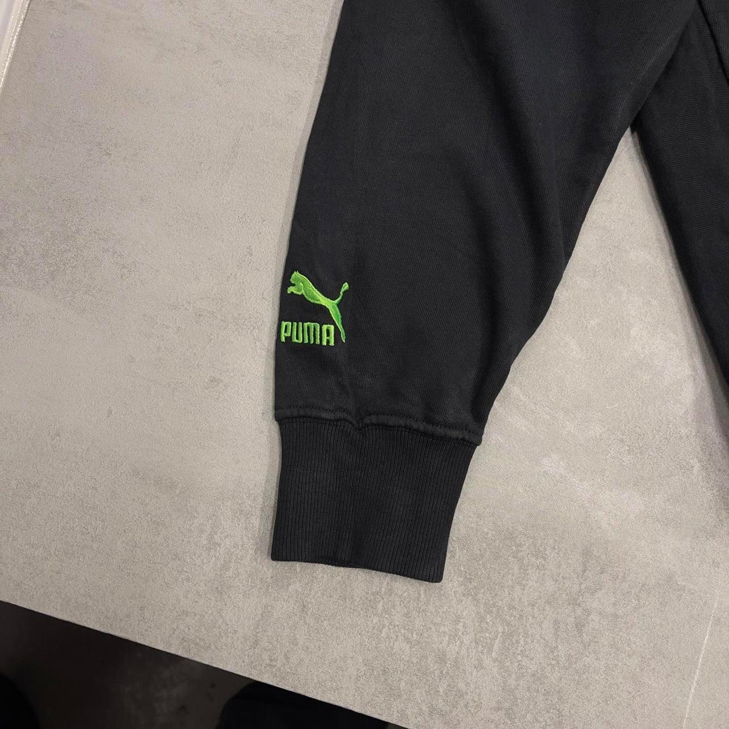 Black PUMA hoodie M pullover y2k jumper embroidered design
