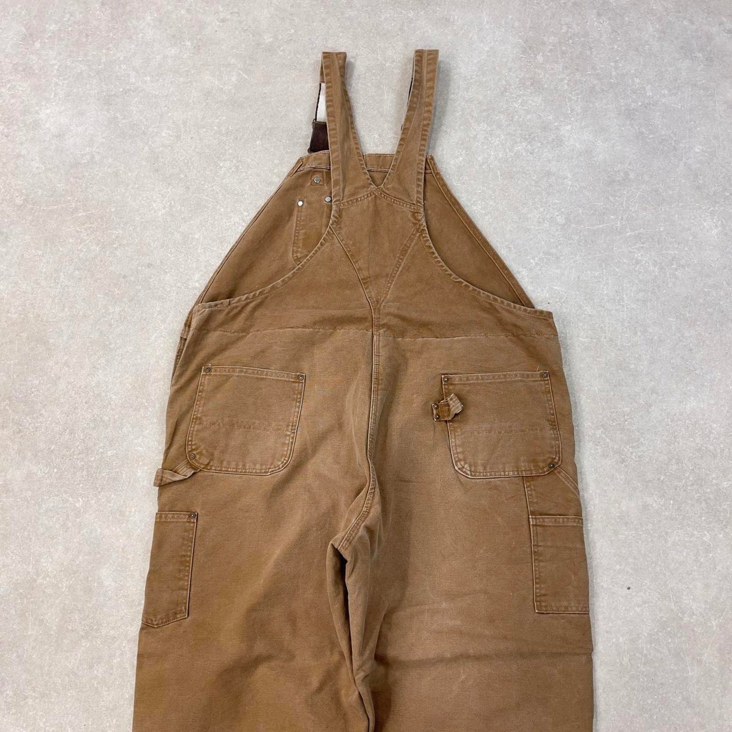 Tan Carhartt dungarees W48 L32 mens canvas overalls utility worker
