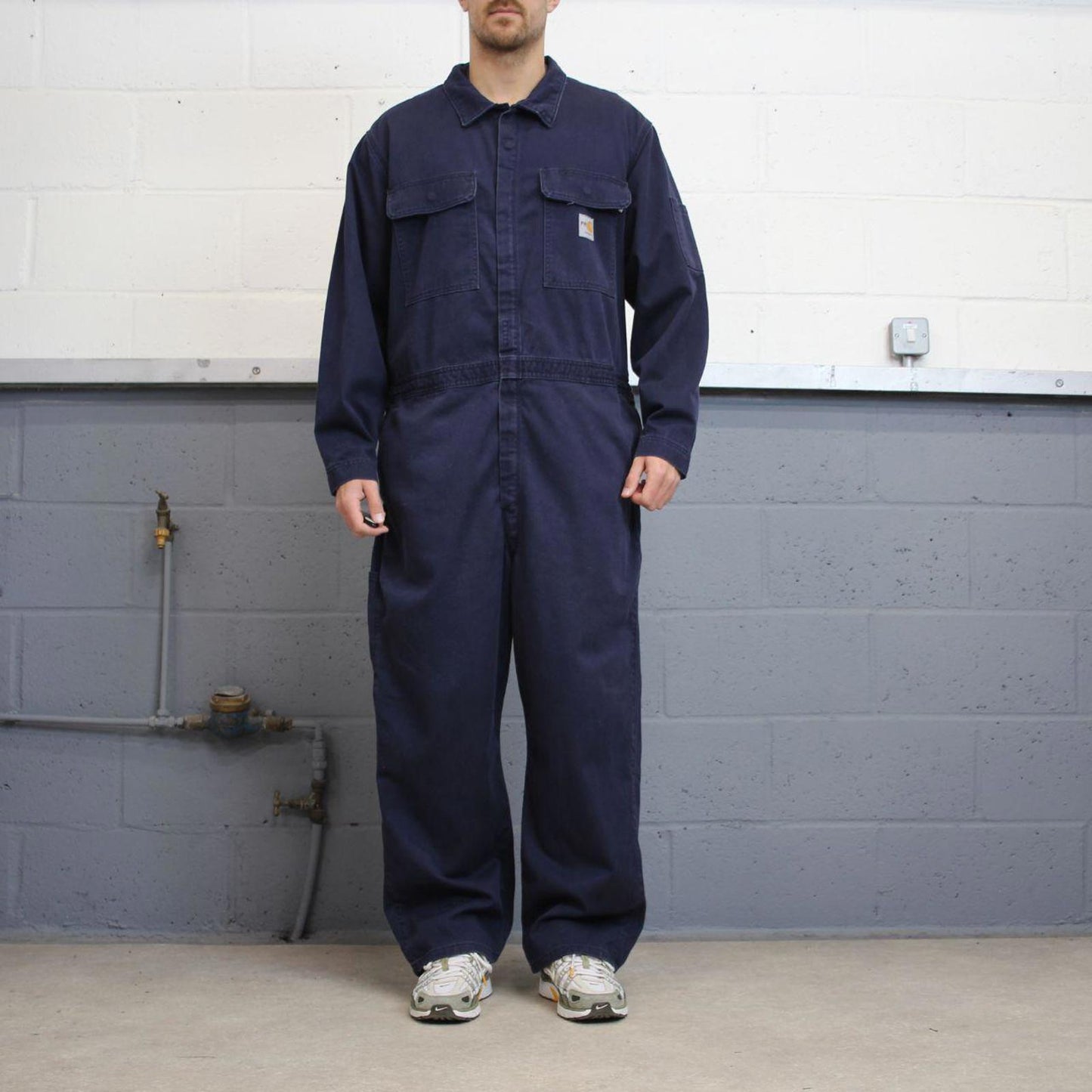 Navy Carhartt FR boilersuit 48 Short XL thick unlined fire resistant coveralls heavy duty workwear
