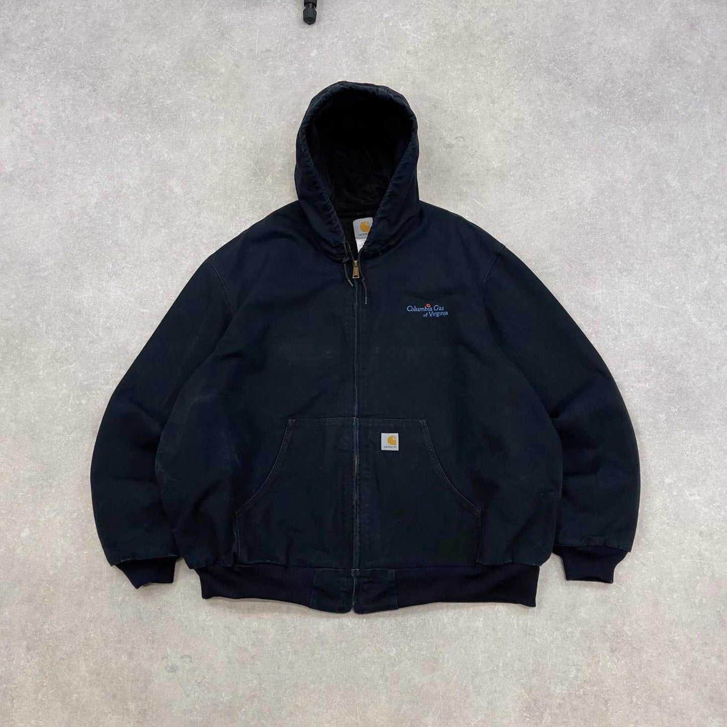Black Carhartt hooded active jacket 3XL authentic skate style canvas active