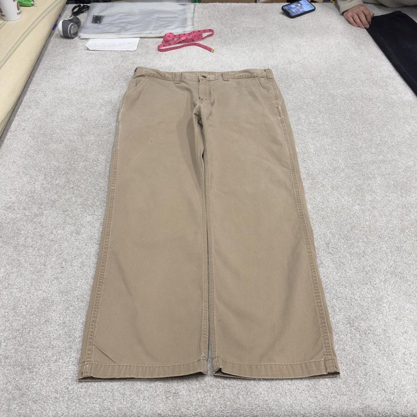 Carhartt carpenter pants relaxed fit tan Loose skate style cargo work pants