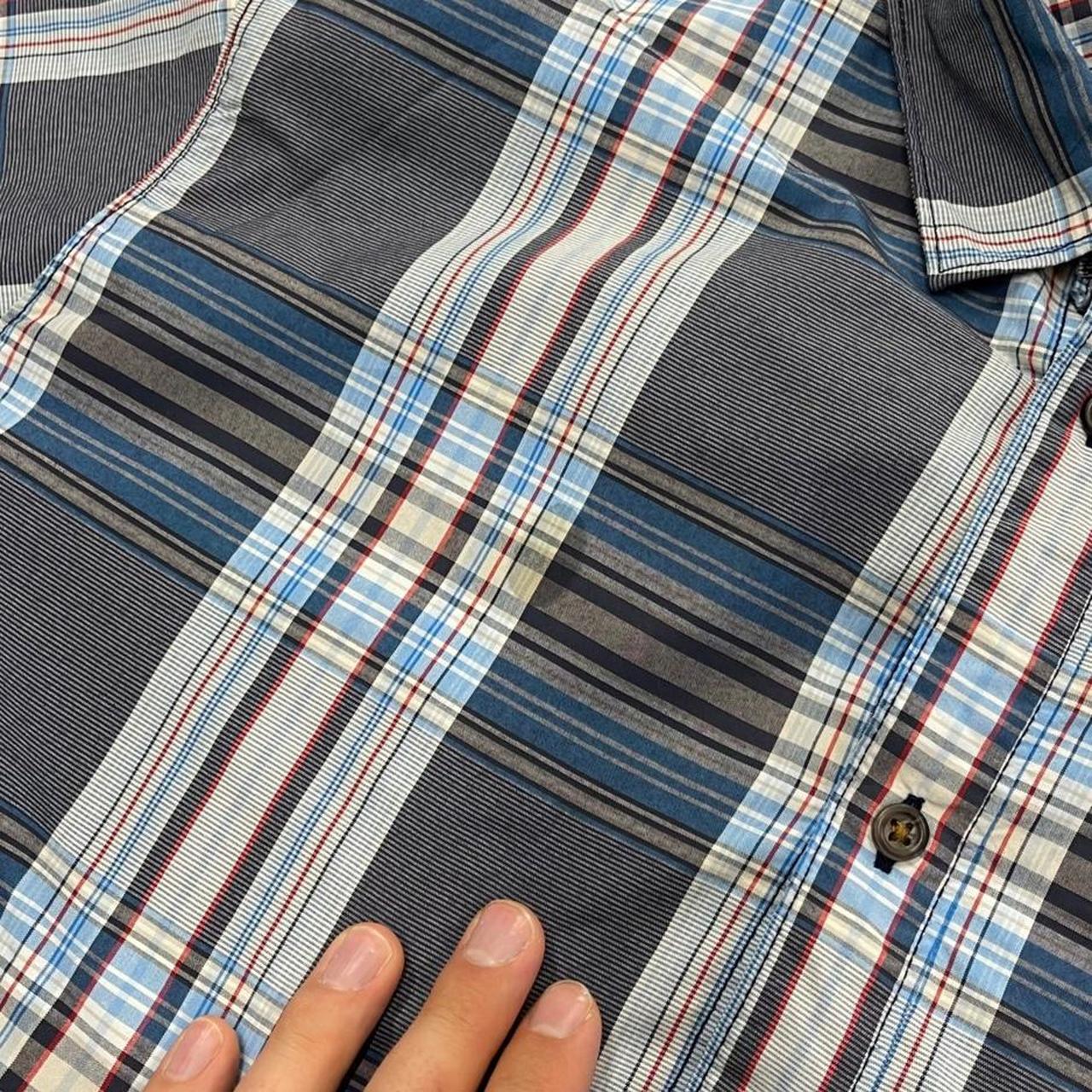 North Face checkered short sleeve shirt grey navy TNF Festival style surf check shirt