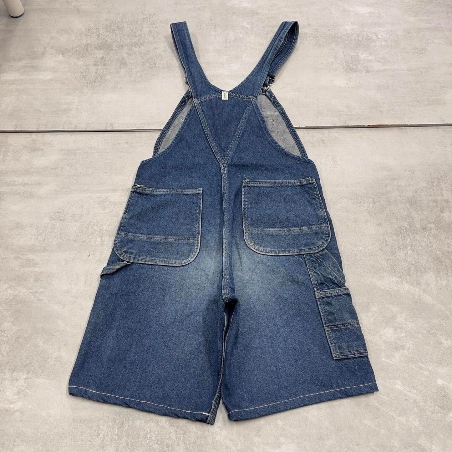 Vintage Key dungaree shorts W32 USA blue mens denim overalls