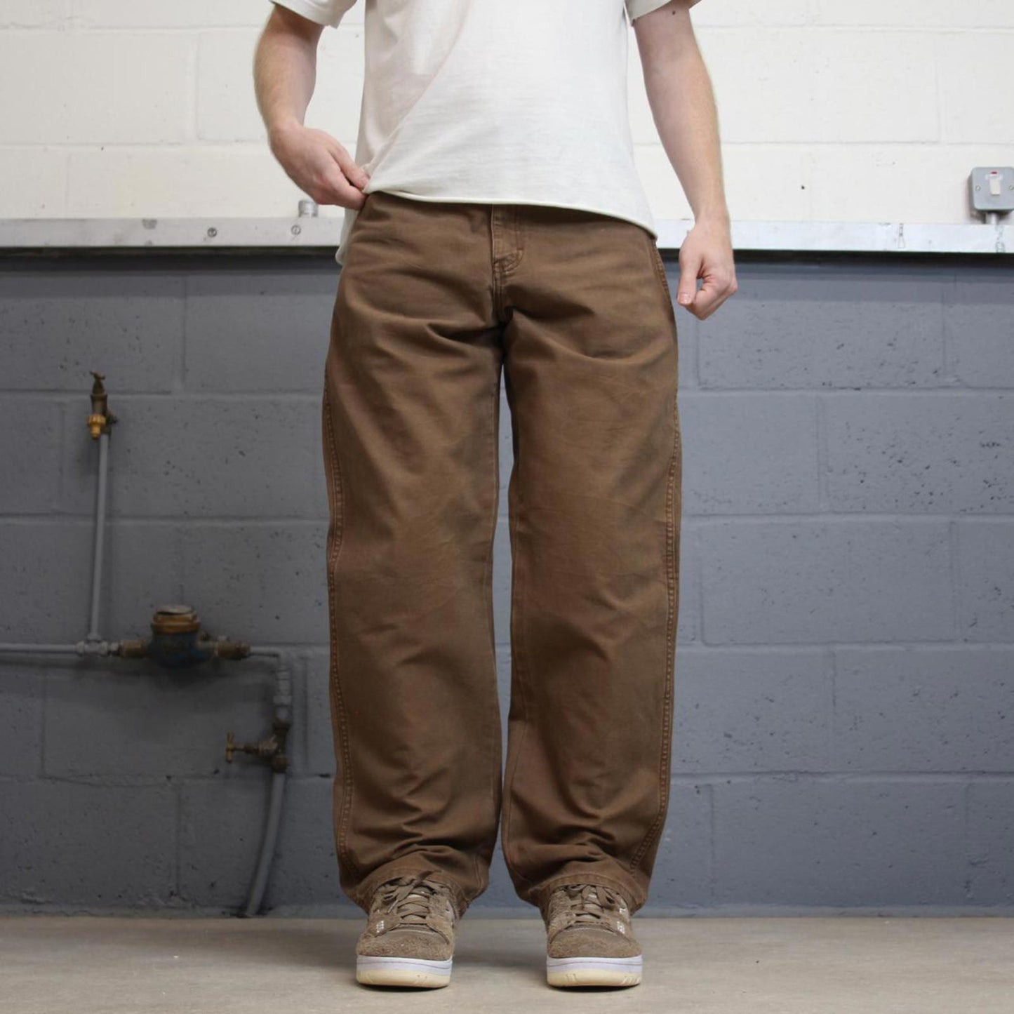 Baggy Dickies carpenter jeans W32L30 90s skate style brown thick canvas cargos