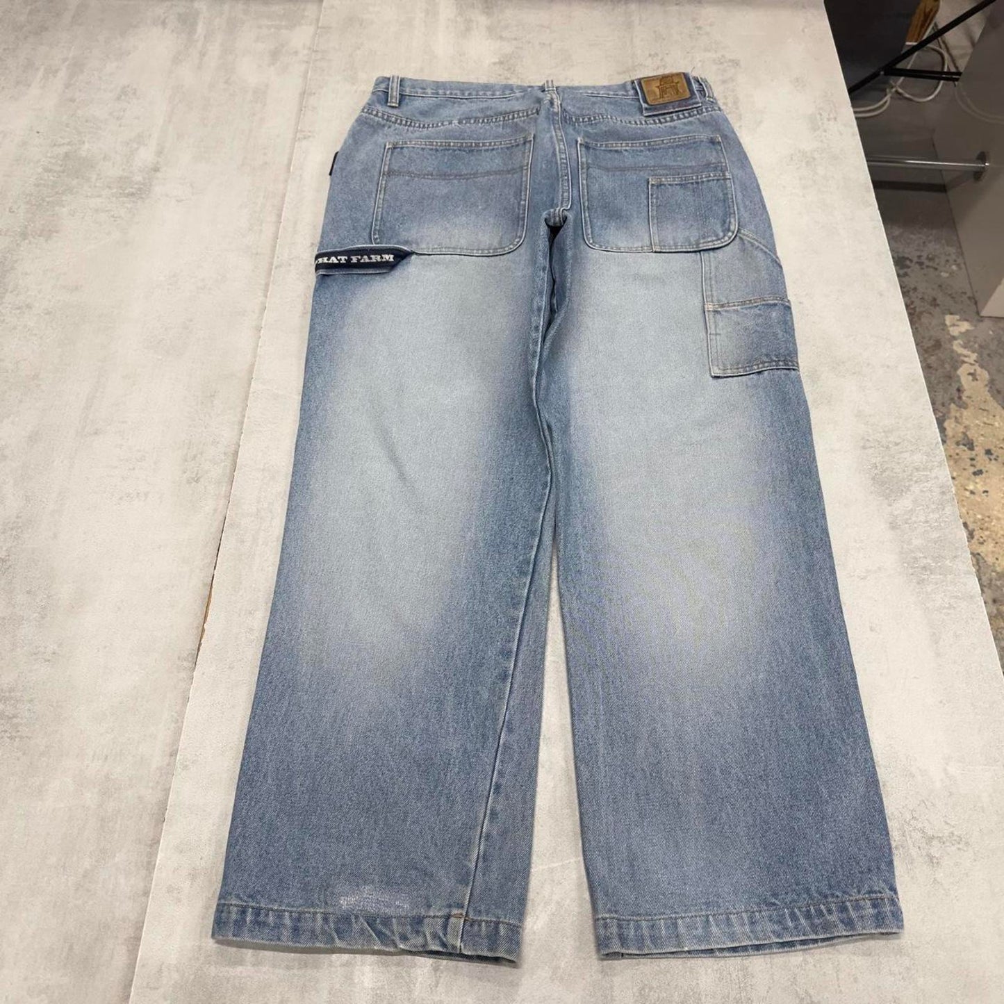 Vintage Baggy Phat Farm carpenter jeans W36L30 tape detail y2k style baggy cargos