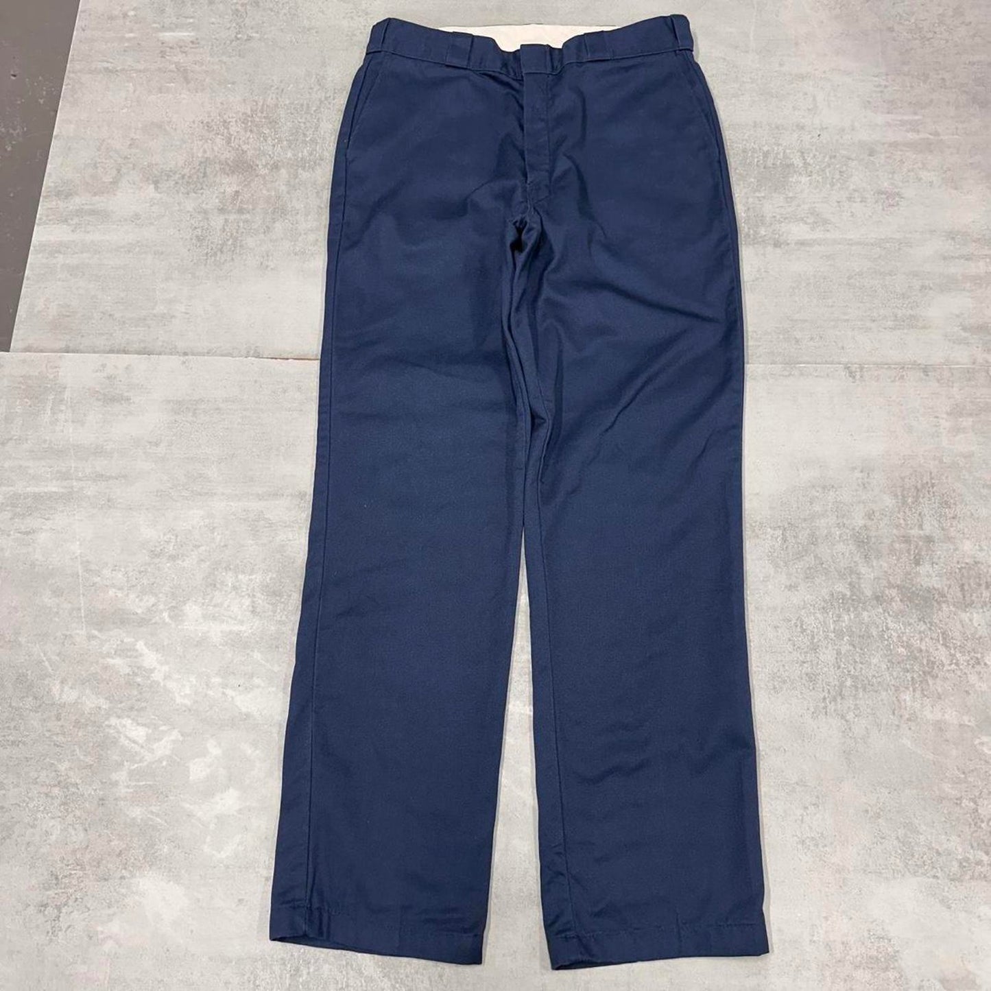 Navy Dickies Pants W36L34 loose flannel lined chino trousers