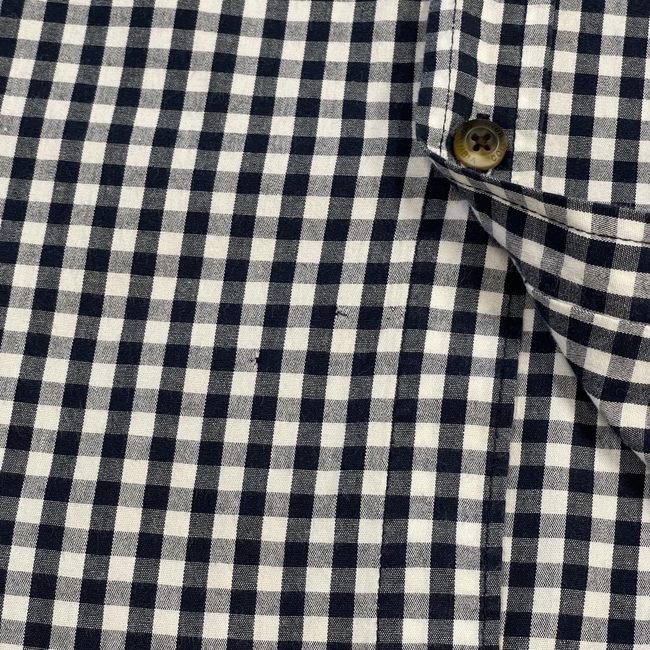 Columbia checkered short sleeve shirt white navy Festival style button down summer shirt