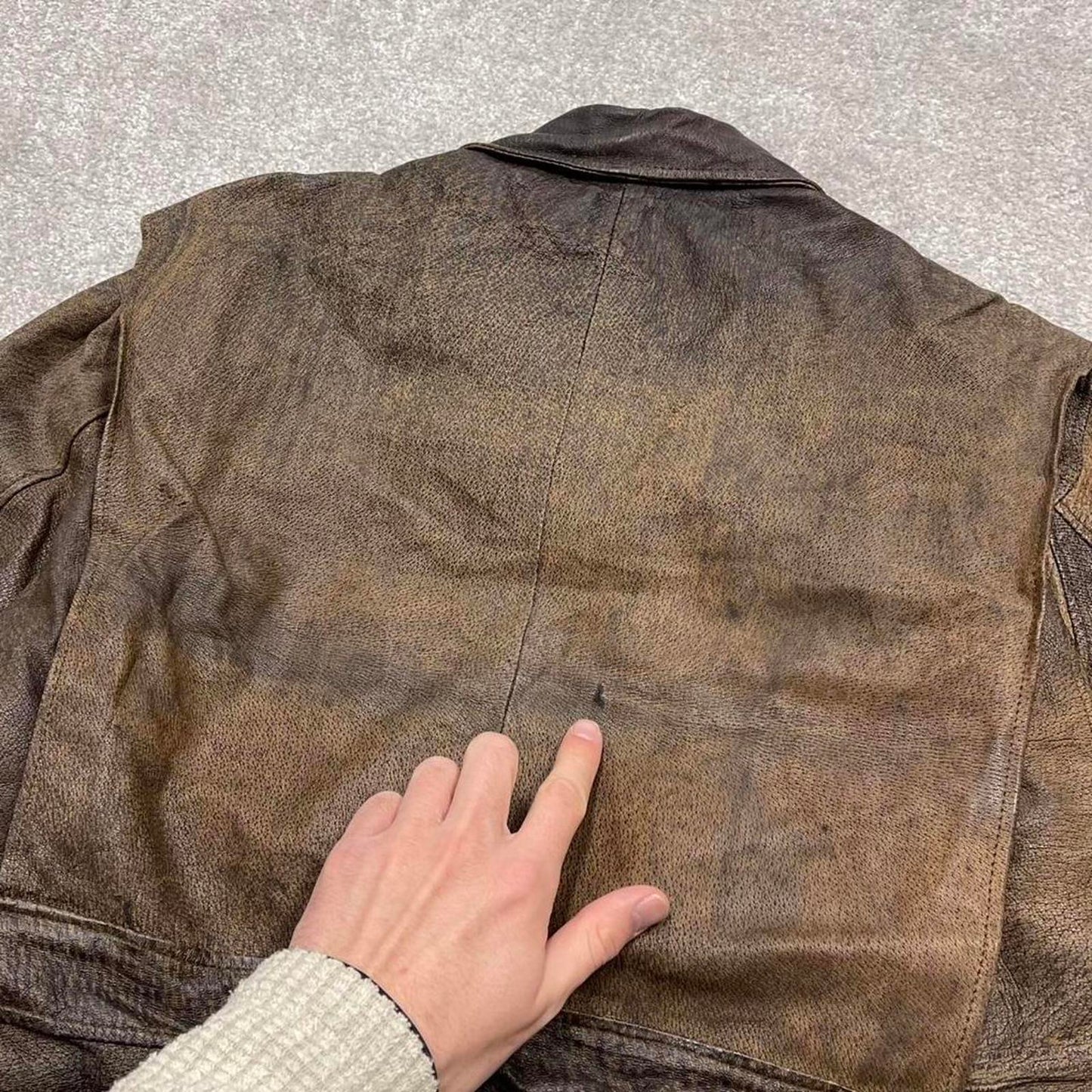 Vintage leather flight aviator bomber jacket brown Fiori boxy genuine leather A-2 style flying coat