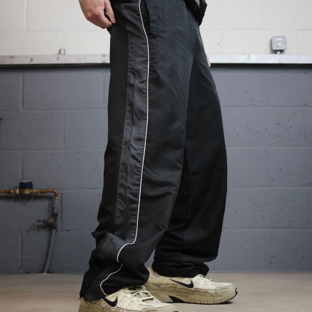 Y2K Starter tracksuit bottoms loose black Small mesh lined side stripe drawstring track pants