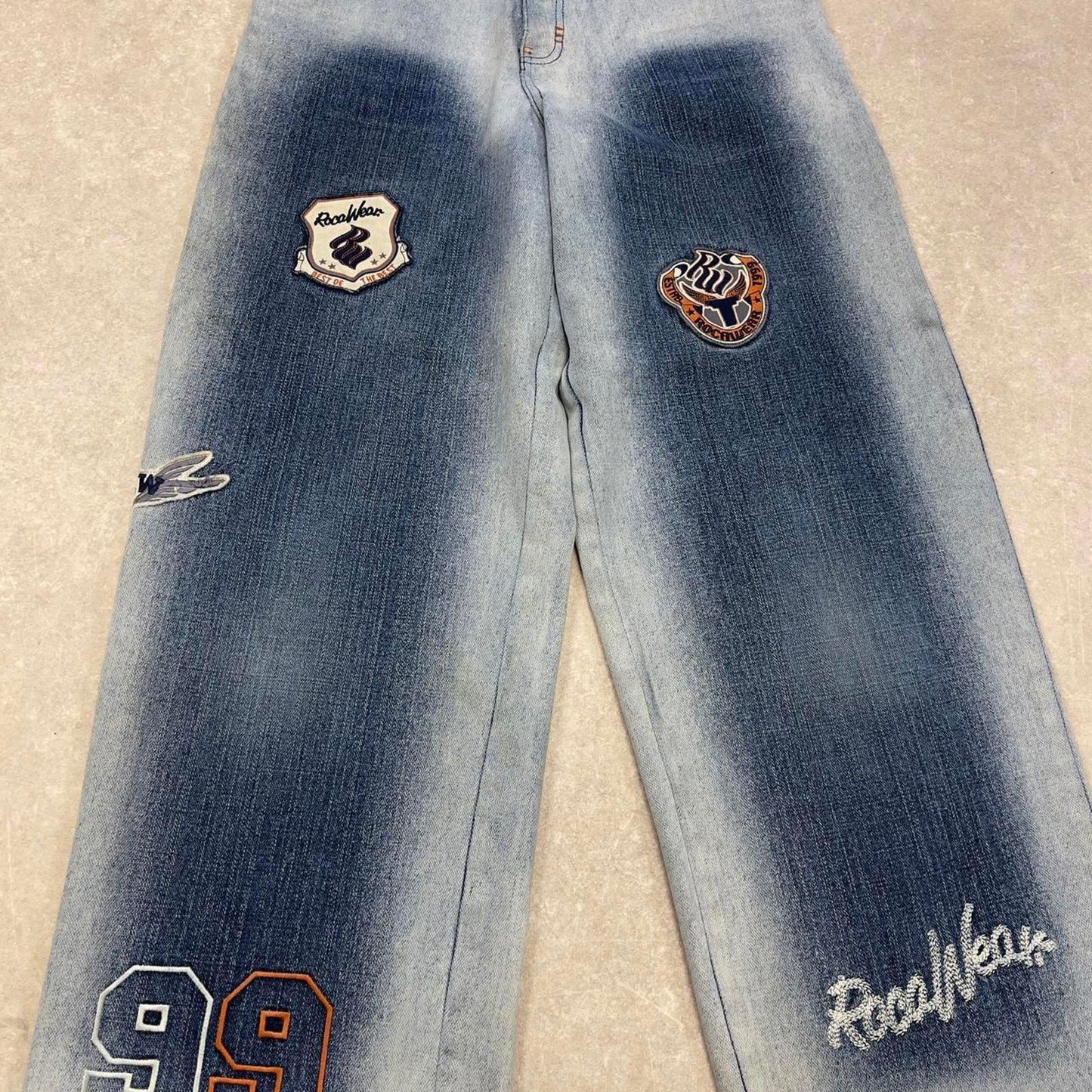 Blue Rocawear jeans size 16 W28L30 embroidered y2k style pants
