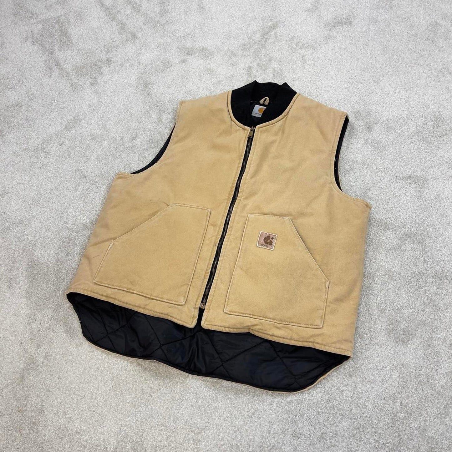 Vintage cream Carhartt gilet X-Large canvas technical vest 90s skater style workwear