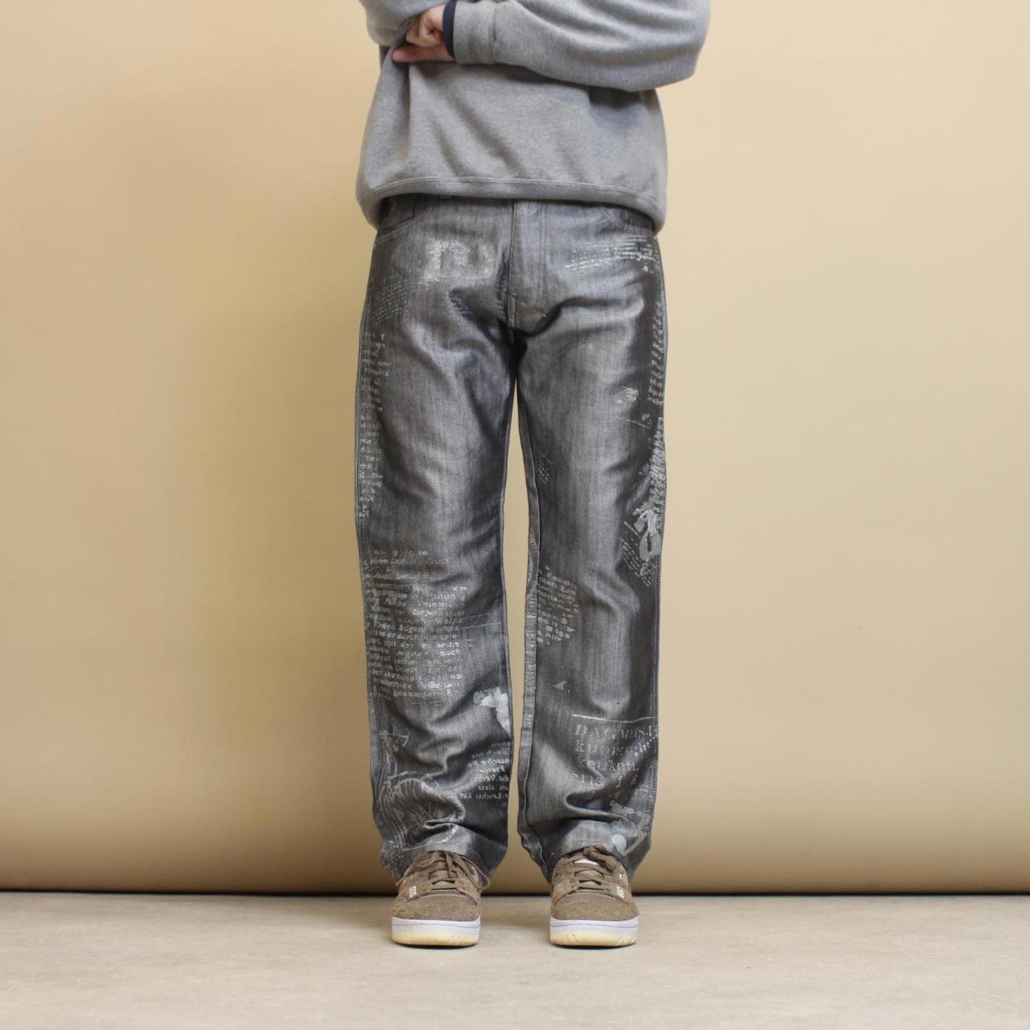 Silver Muka Wear jeans W34 straight fit denim hip hop Y2K print design jeans