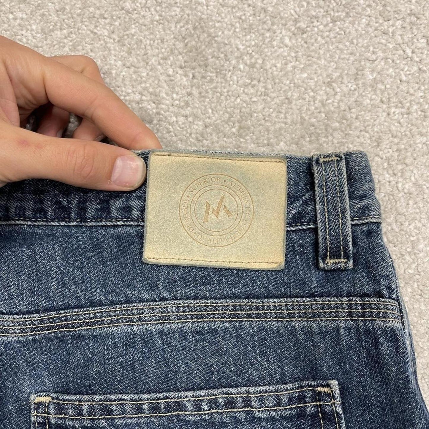 Baggy denim carpenter shorts cargo blue Member's Mark skater surf style jorts