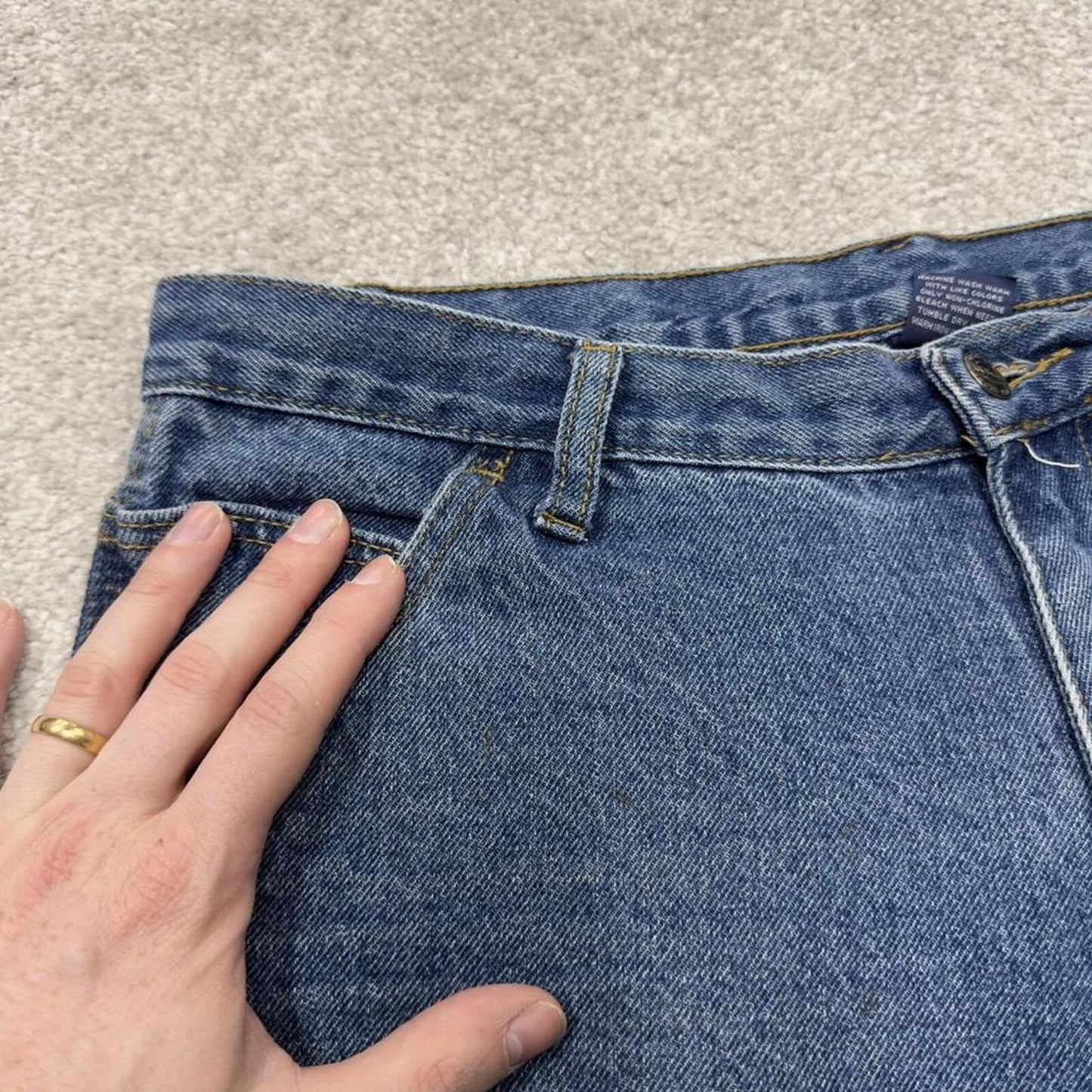 Denim carpenter shorts cargo loose blue RK skater style surf festival jorts